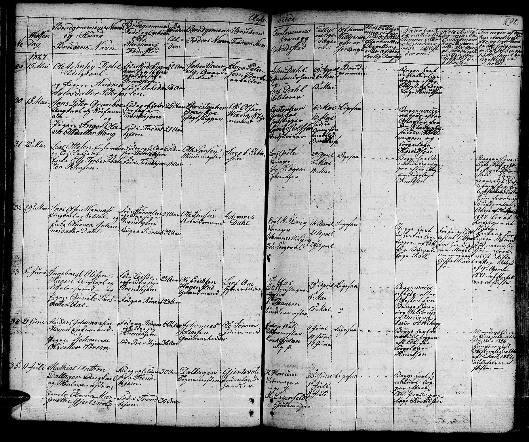 Ministerialprotokoller, klokkerbøker og fødselsregistre - Sør-Trøndelag, AV/SAT-A-1456/601/L0045: Parish register (official) no. 601A13, 1821-1831, p. 298