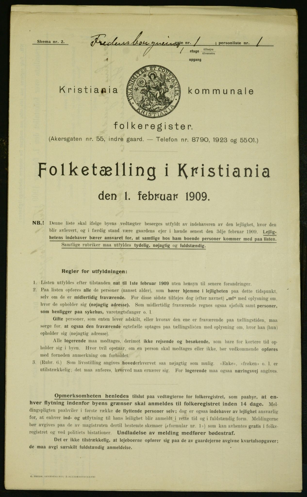 OBA, Municipal Census 1909 for Kristiania, 1909, p. 23091