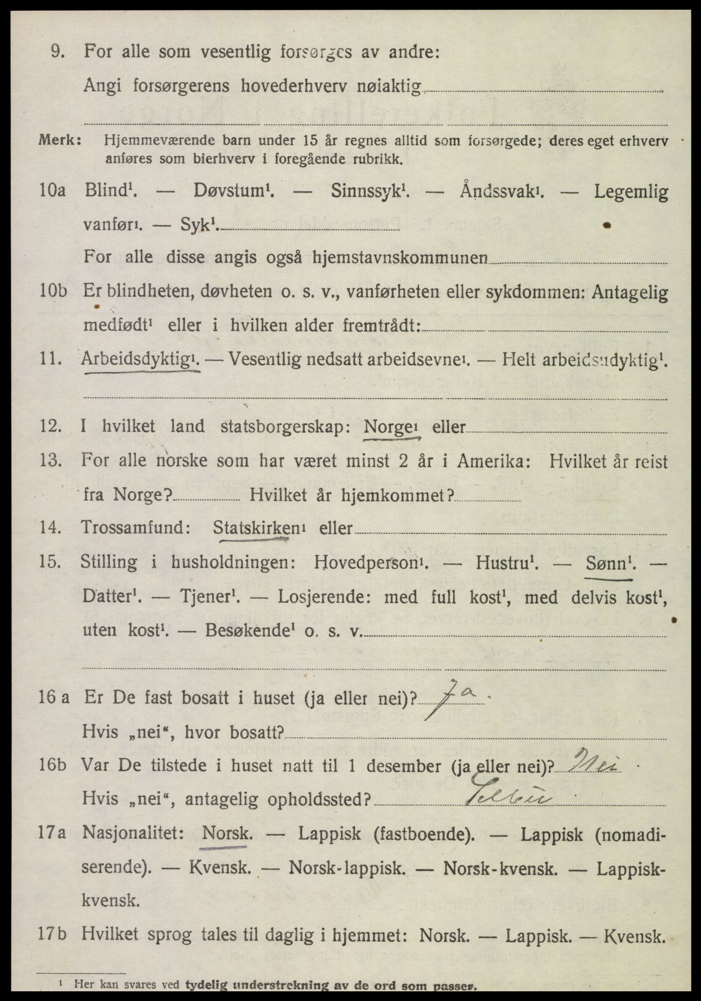 SAT, 1920 census for Tydal, 1920, p. 1044