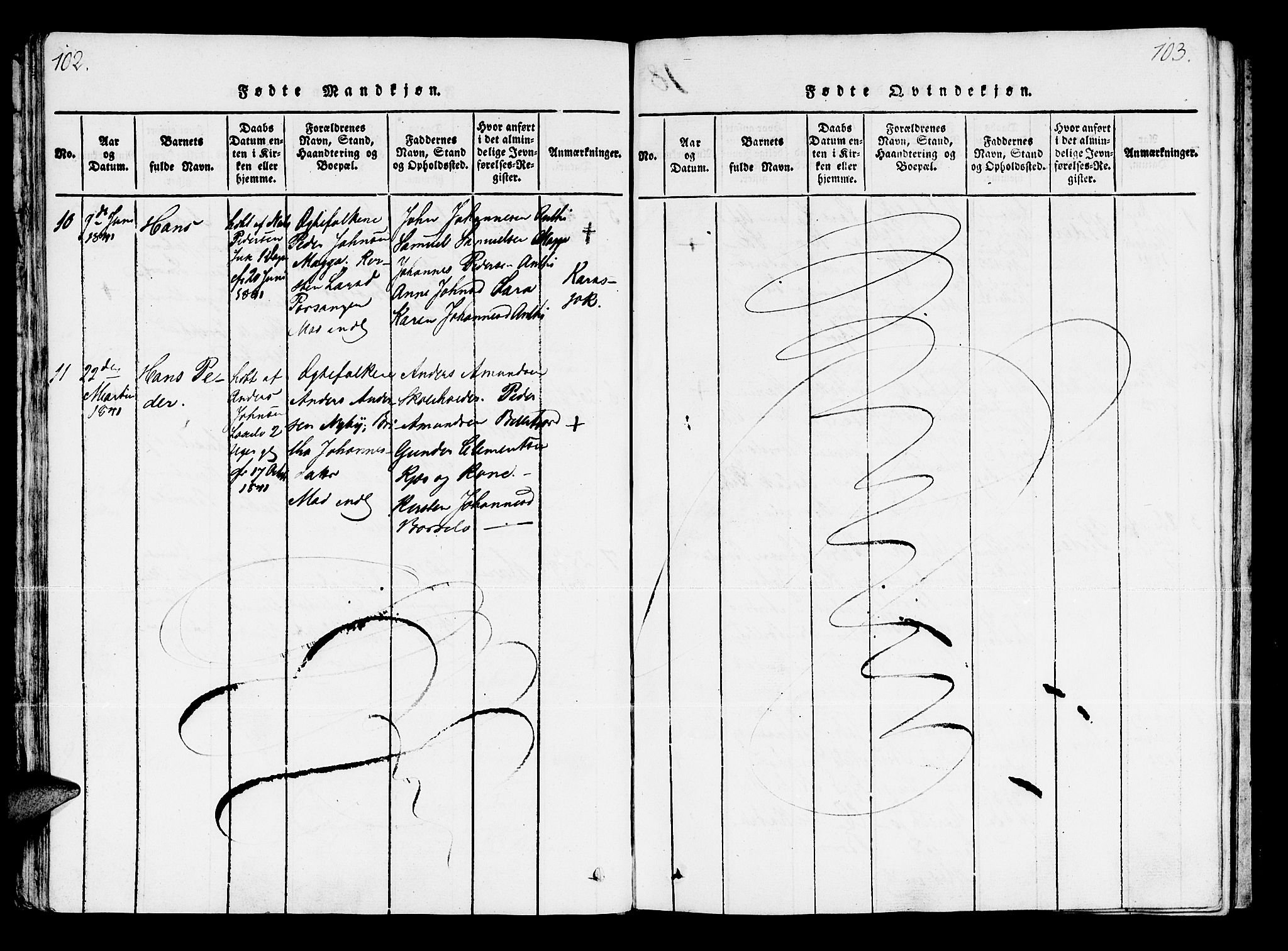 Kistrand/Porsanger sokneprestembete, SATØ/S-1351/H/Ha/L0003.kirke: Parish register (official) no. 3, 1825-1842, p. 102-103
