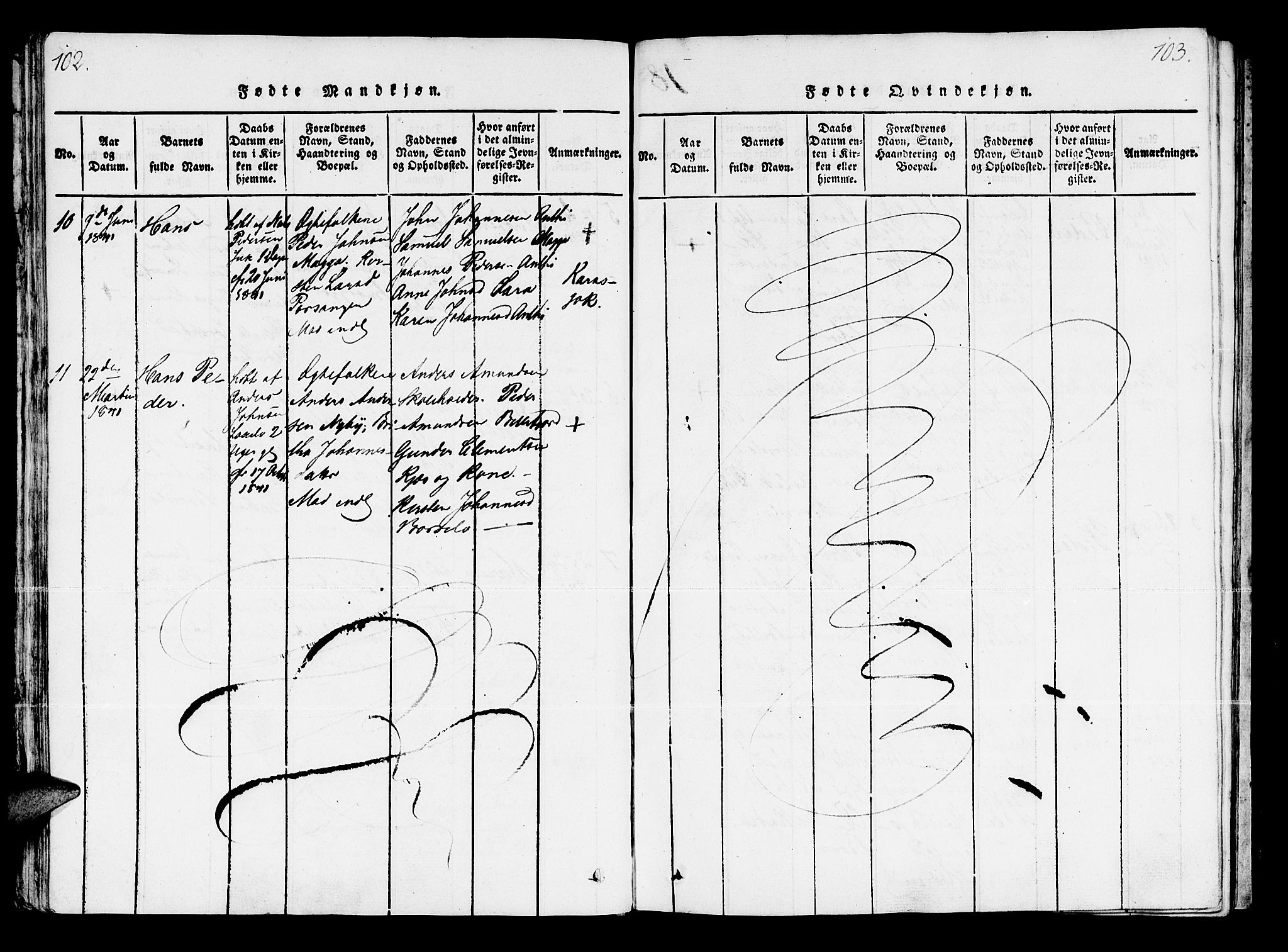 Kistrand/Porsanger sokneprestembete, AV/SATØ-S-1351/H/Ha/L0003.kirke: Parish register (official) no. 3, 1825-1842, p. 102-103