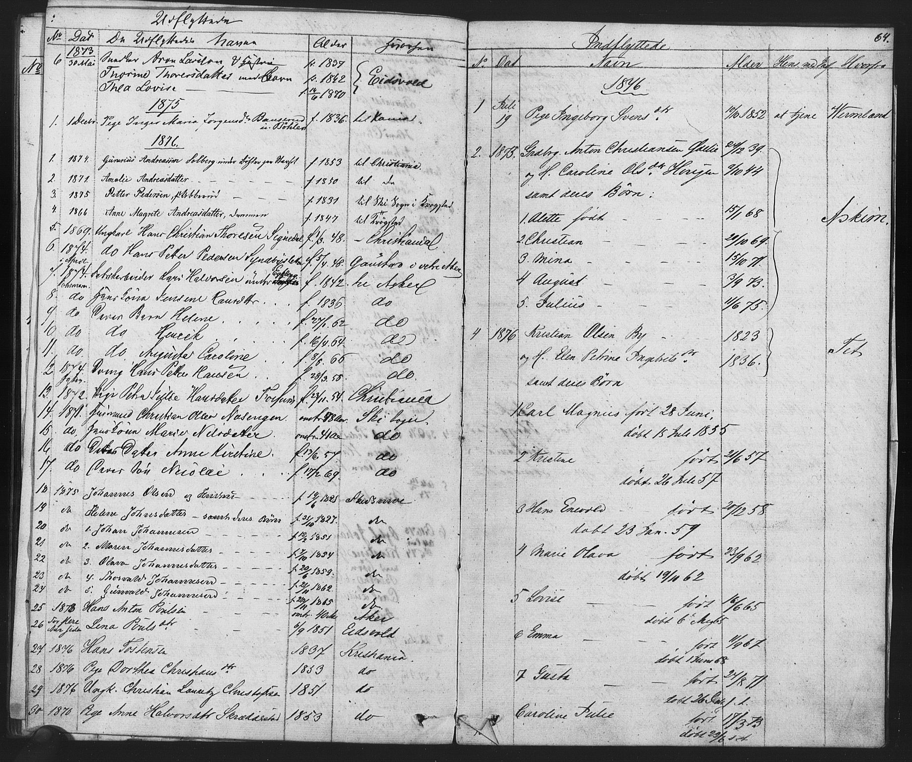 Enebakk prestekontor Kirkebøker, SAO/A-10171c/F/Fa/L0014: Parish register (official) no. I 14, 1833-1878, p. 64