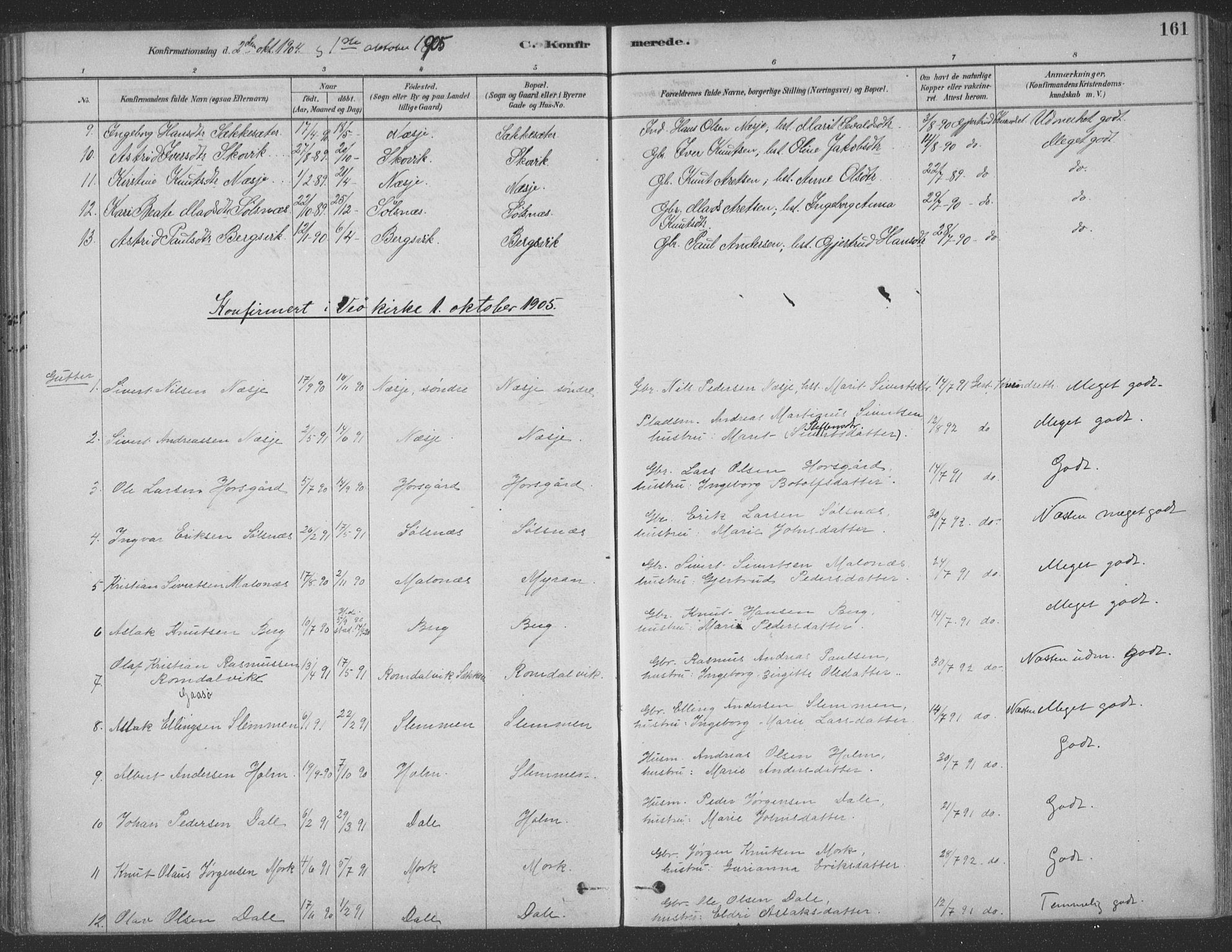 Ministerialprotokoller, klokkerbøker og fødselsregistre - Møre og Romsdal, AV/SAT-A-1454/547/L0604: Parish register (official) no. 547A06, 1878-1906, p. 161