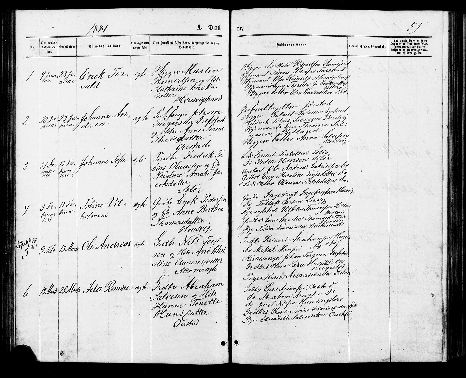 Lyngdal sokneprestkontor, SAK/1111-0029/F/Fa/Faa/L0003: Parish register (official) no. A 3, 1871-1882, p. 59