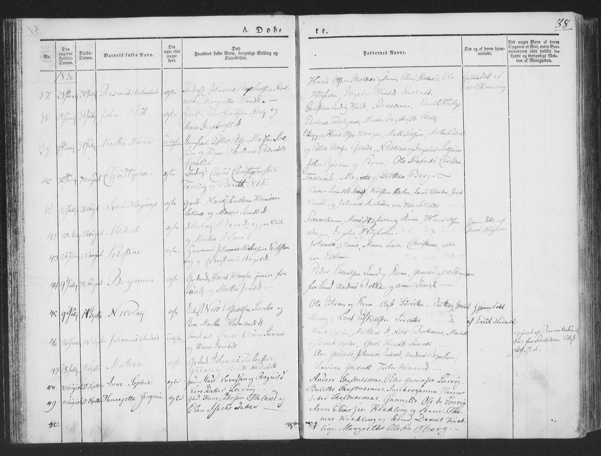 Ministerialprotokoller, klokkerbøker og fødselsregistre - Nord-Trøndelag, SAT/A-1458/780/L0639: Parish register (official) no. 780A04, 1830-1844, p. 38