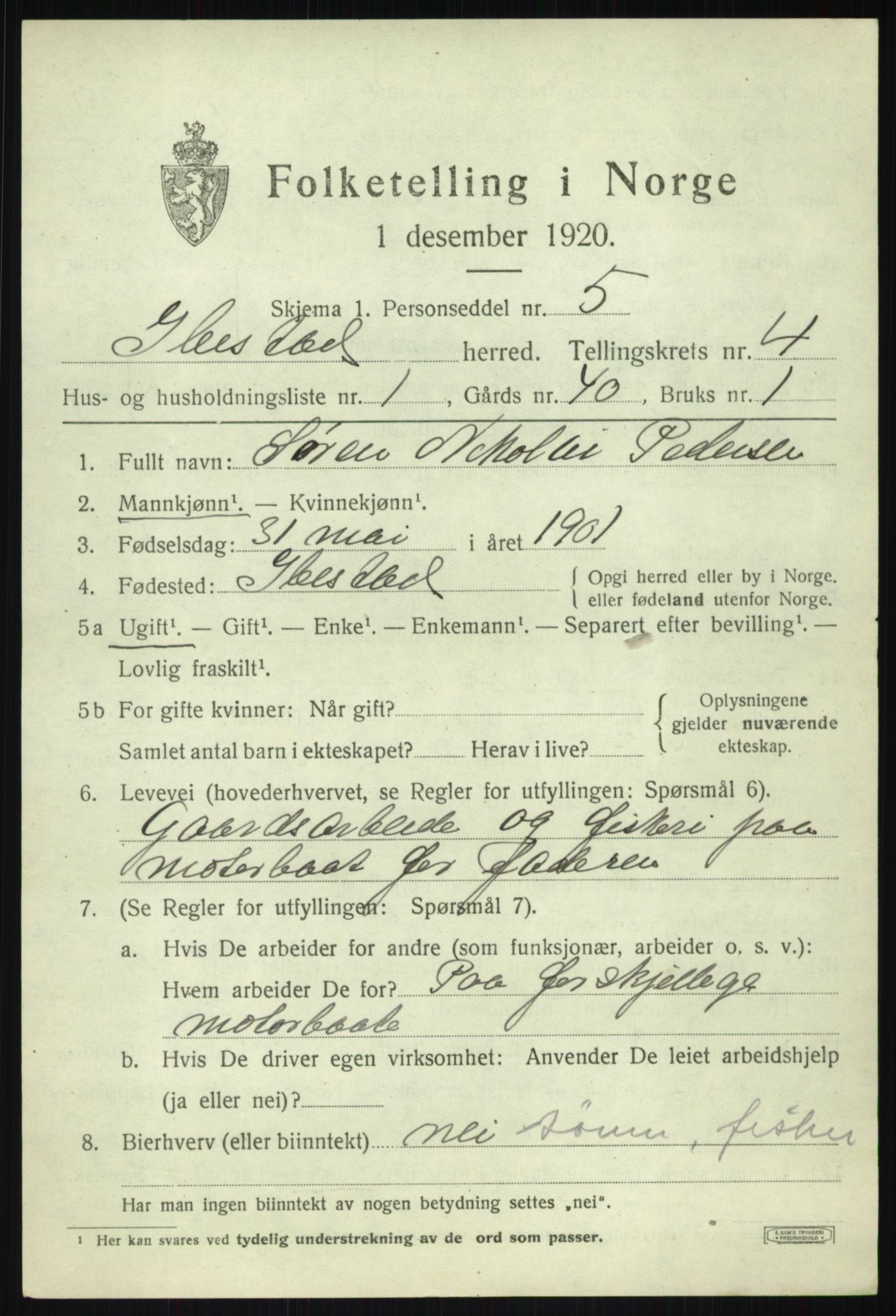 SATØ, 1920 census for Ibestad, 1920, p. 3125