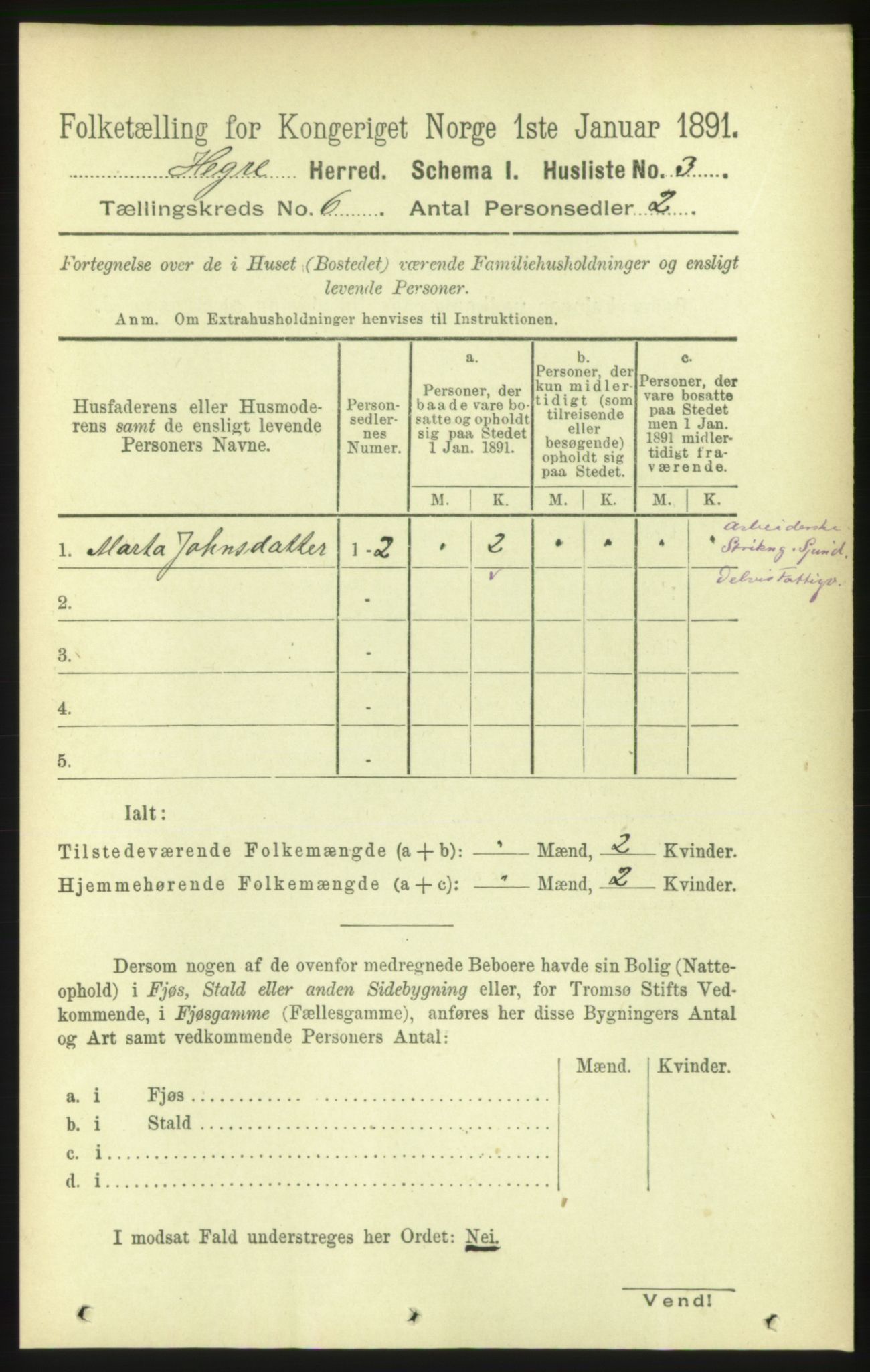 RA, 1891 census for 1712 Hegra, 1891, p. 2310