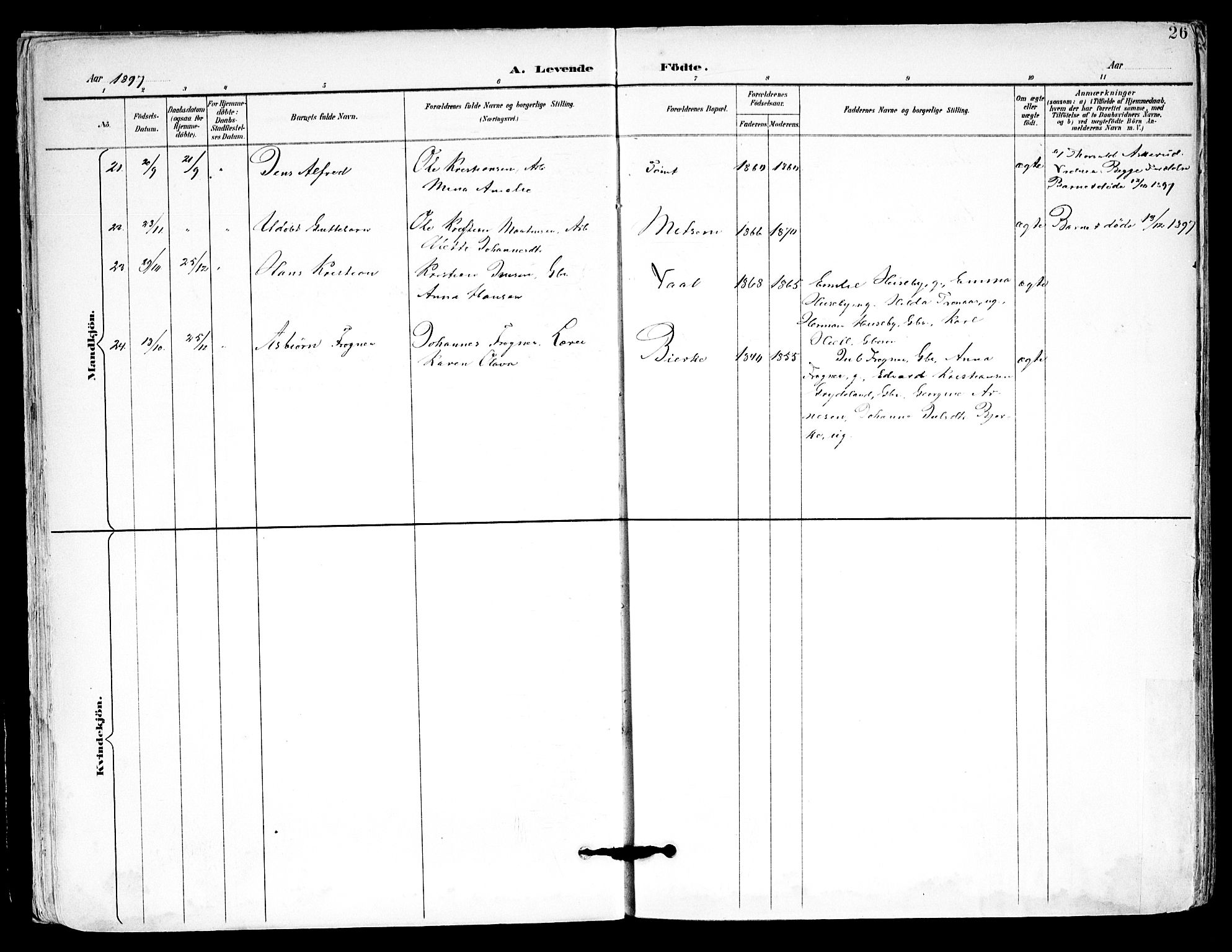 Kråkstad prestekontor Kirkebøker, SAO/A-10125a/F/Fa/L0010: Parish register (official) no. I 10, 1893-1931, p. 26