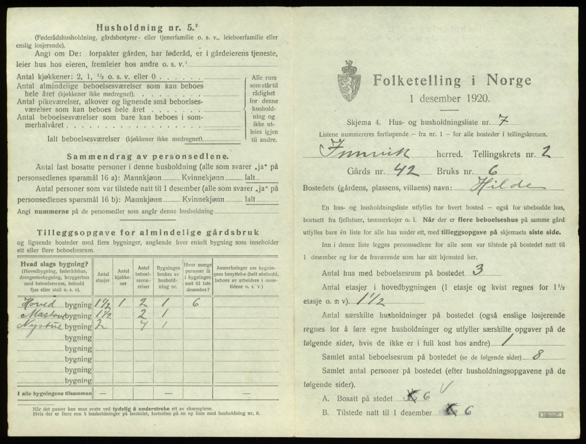 SAB, 1920 census for Innvik, 1920, p. 88