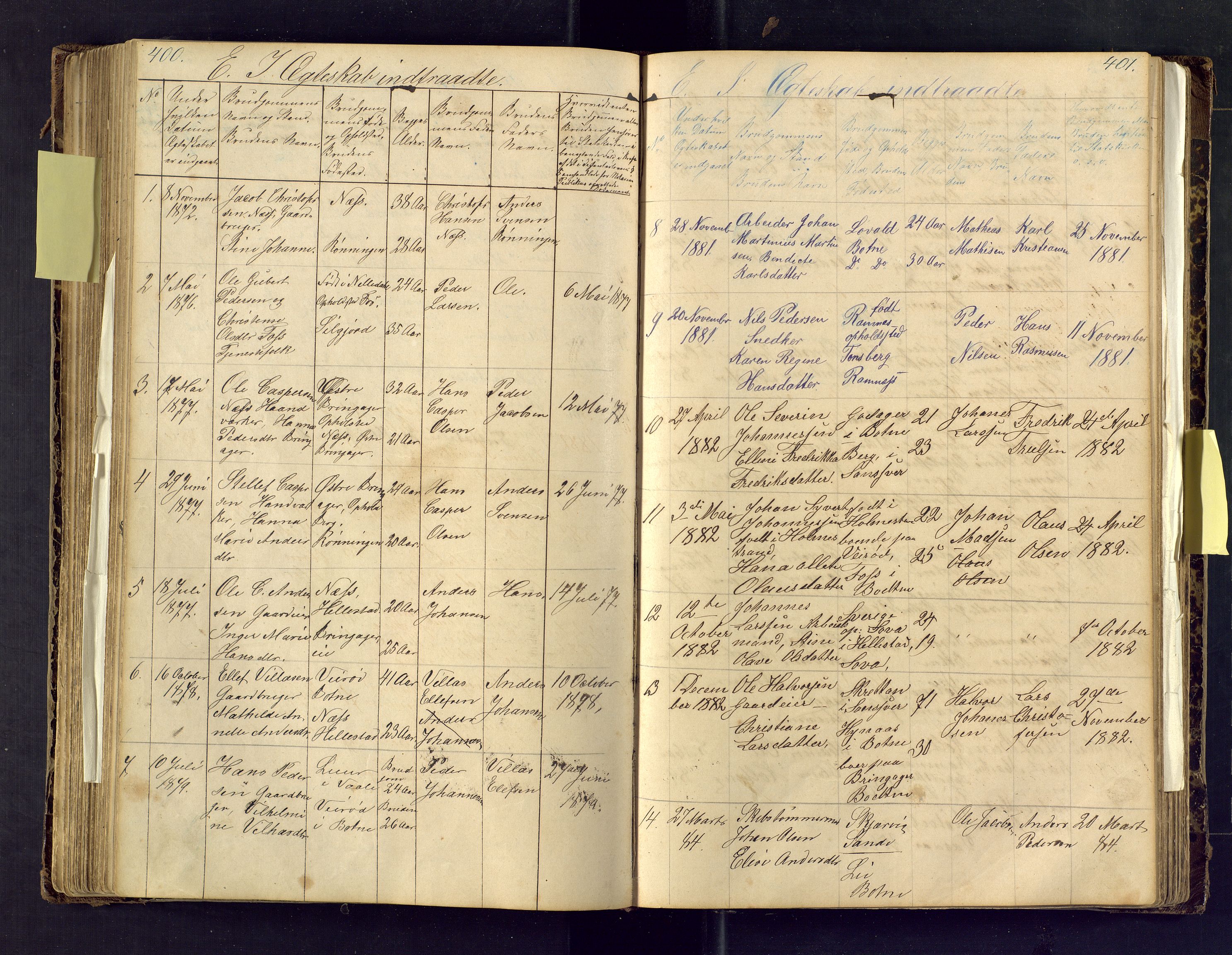 Den evangelisk lutherske frimenighet i Jarlsbergs grevskap med flere steder, AV/SAKO-P-1384/F/Fa/L0001: Dissenter register no. Fa/L0001, 1872-1925, p. 400-401