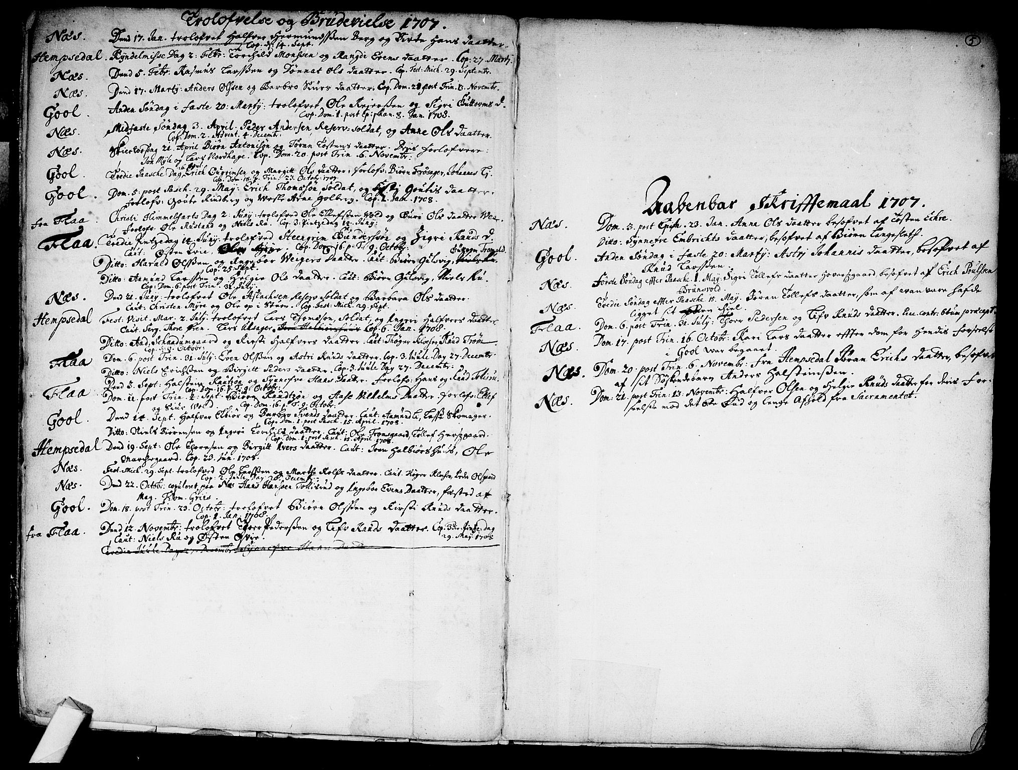Nes kirkebøker, SAKO/A-236/F/Fa/L0002: Parish register (official) no. 2, 1707-1759, p. 5