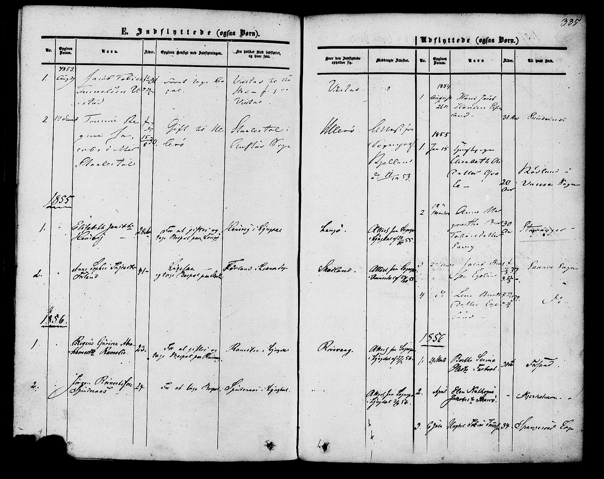 Herad sokneprestkontor, SAK/1111-0018/F/Fa/Fab/L0004: Parish register (official) no. A 4, 1853-1885, p. 385