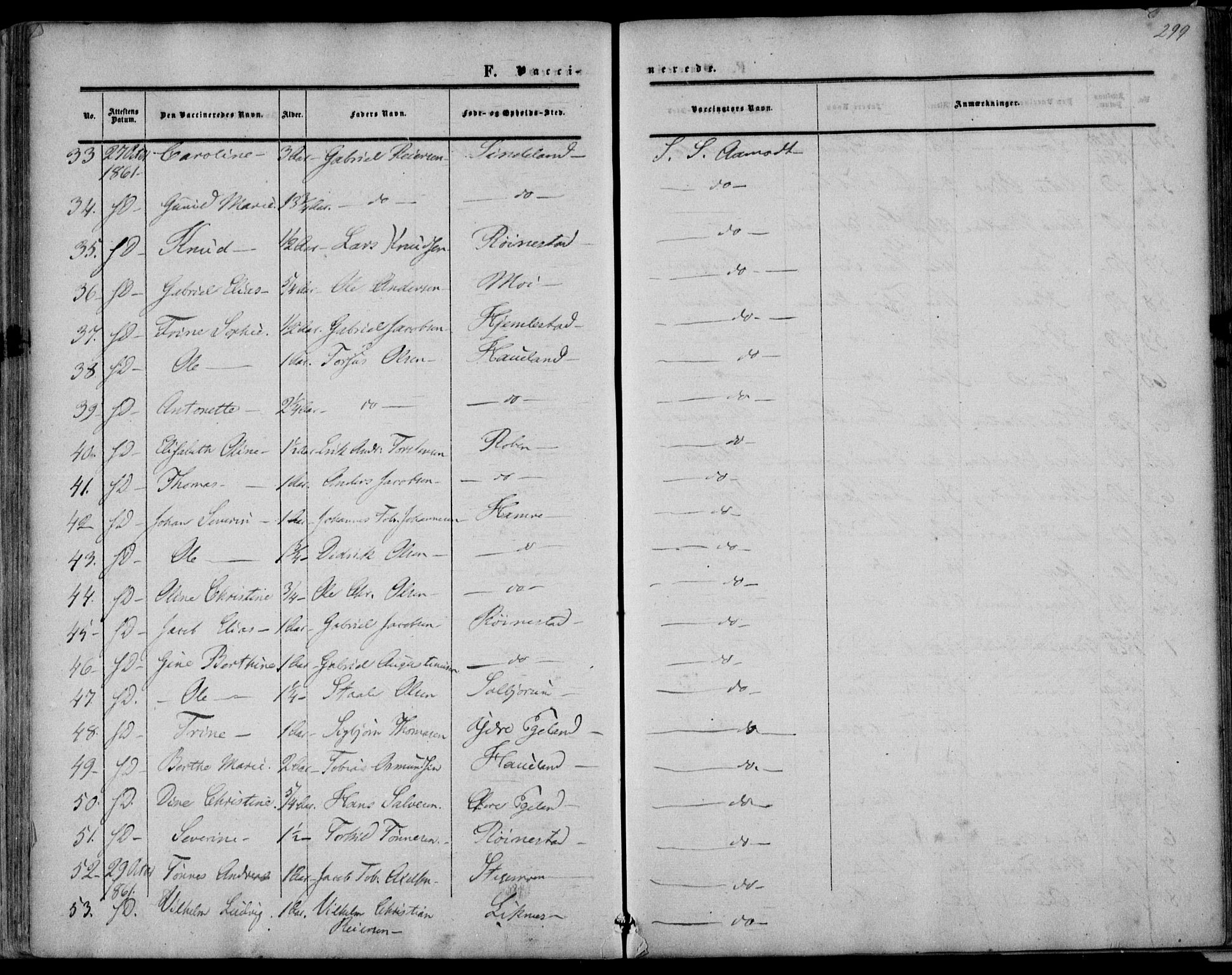 Kvinesdal sokneprestkontor, AV/SAK-1111-0026/F/Fa/Fab/L0006: Parish register (official) no. A 6, 1857-1869, p. 299