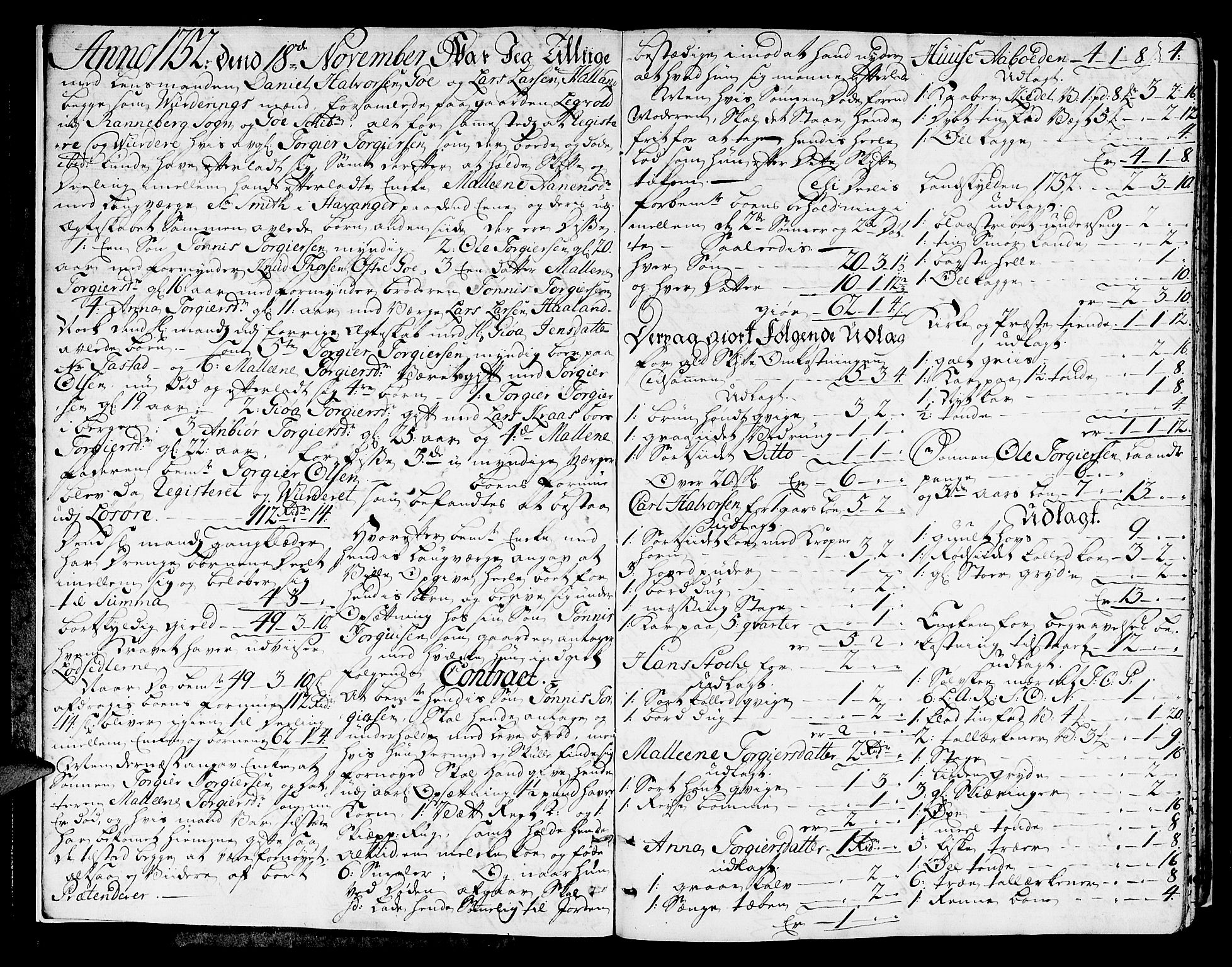 Jæren og Dalane sorenskriveri, SAST/A-100306/5/50BA/L0010: SKIFTEPROTOKOLL, 1752-1758, p. 3b-4a