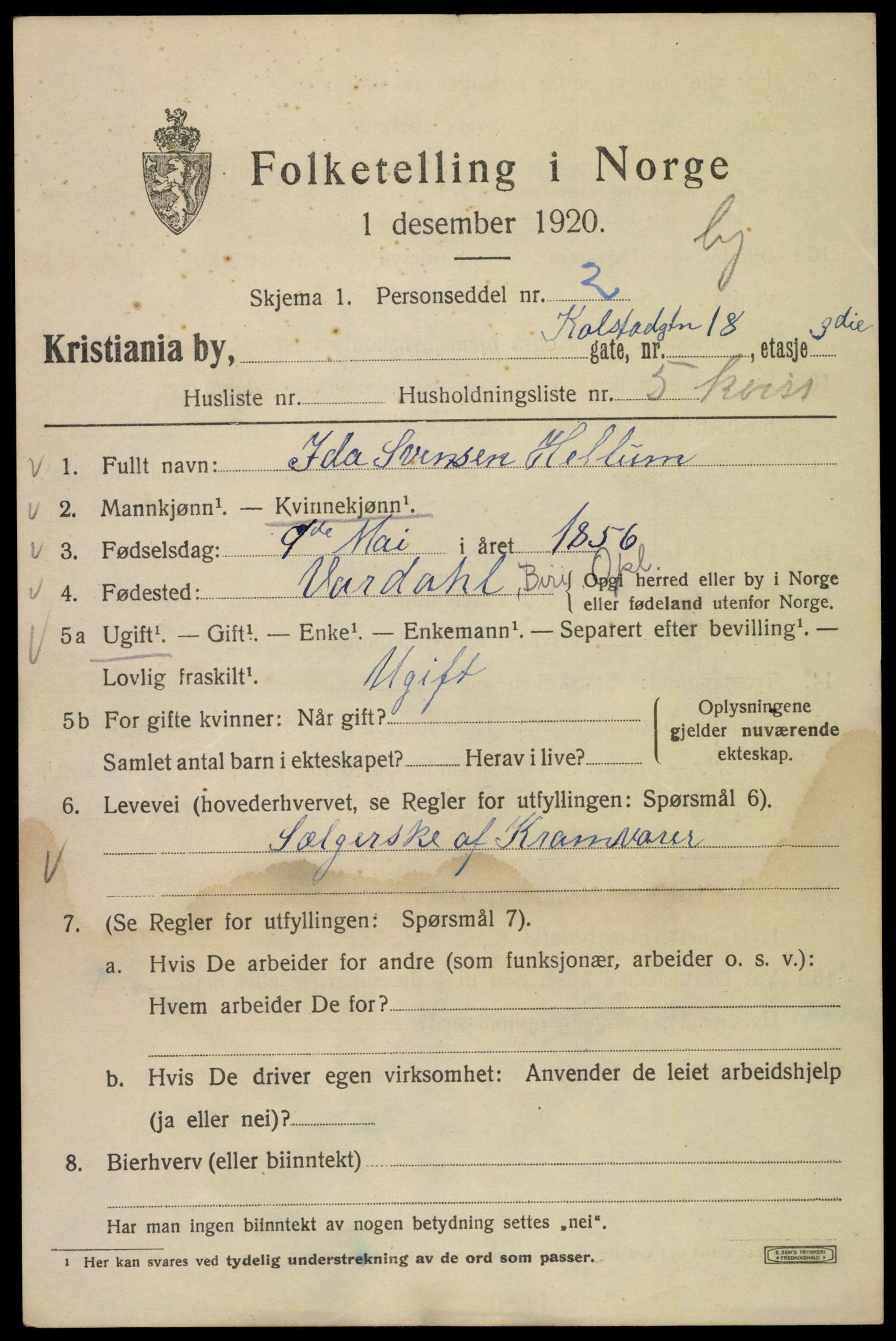 SAO, 1920 census for Kristiania, 1920, p. 346477