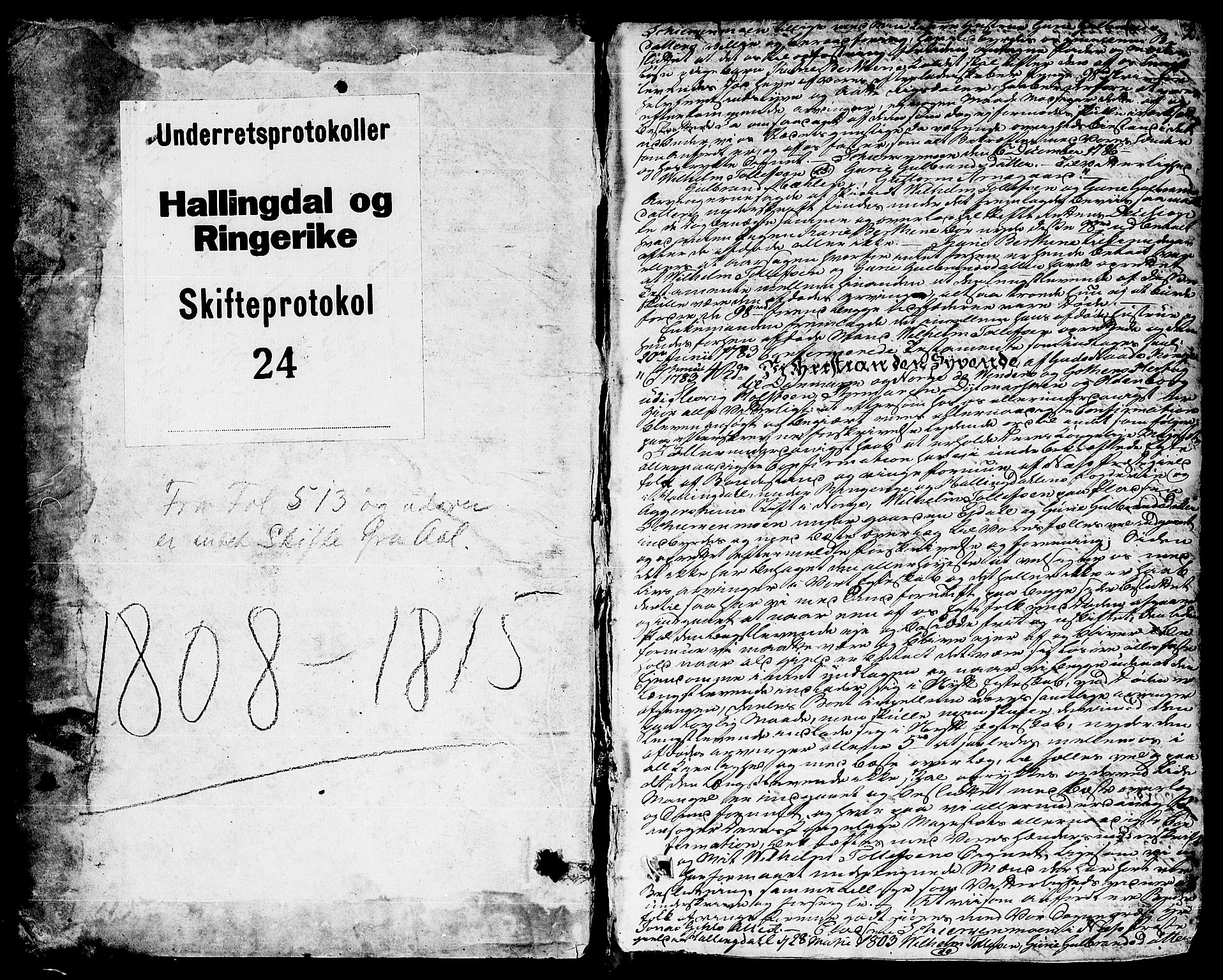 Ringerike og Hallingdal sorenskriveri, SAKO/A-81/H/Ha/L0024: Skifteprotokoll, 1808-1815, p. 1b-2a