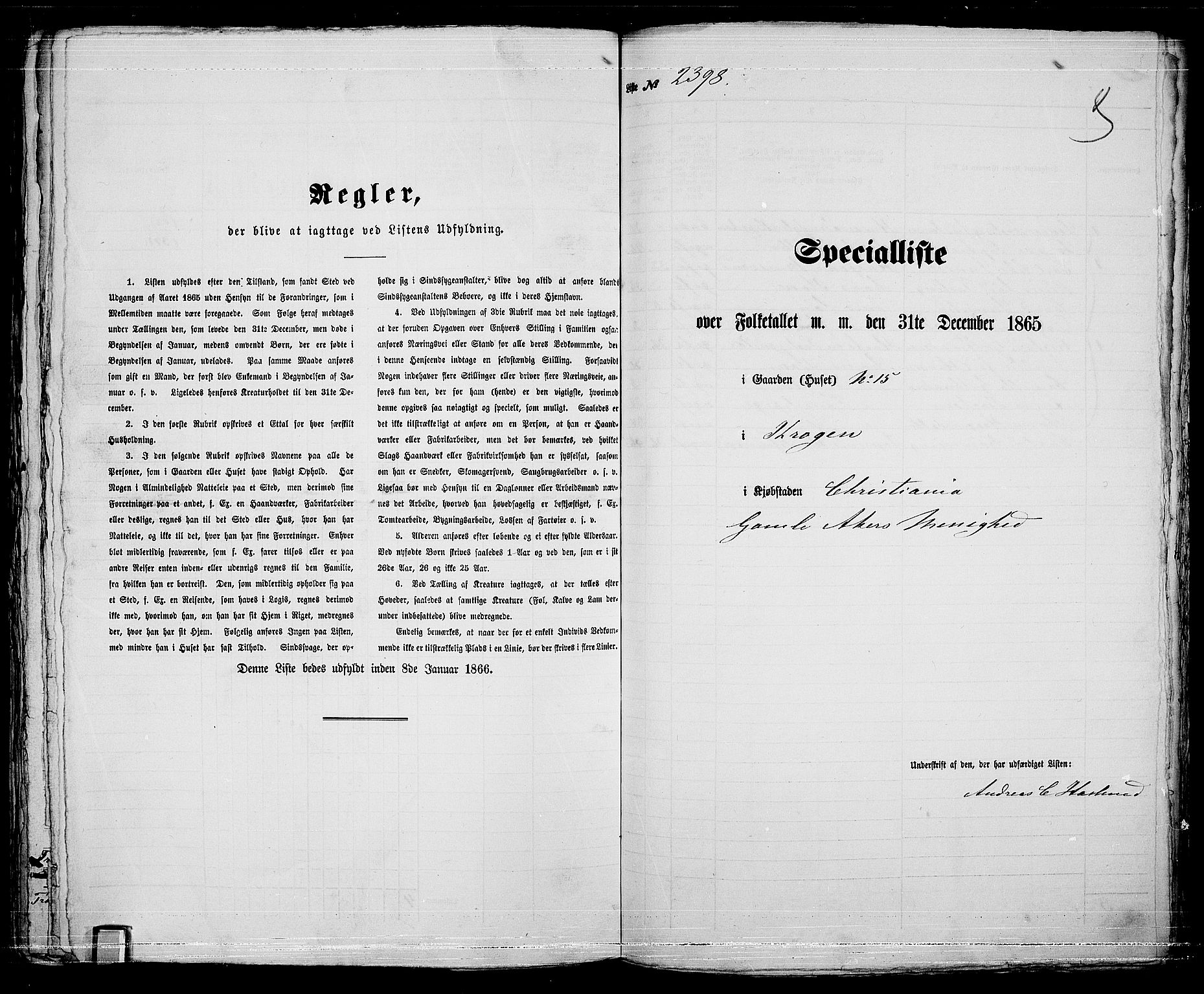 RA, 1865 census for Kristiania, 1865, p. 5329