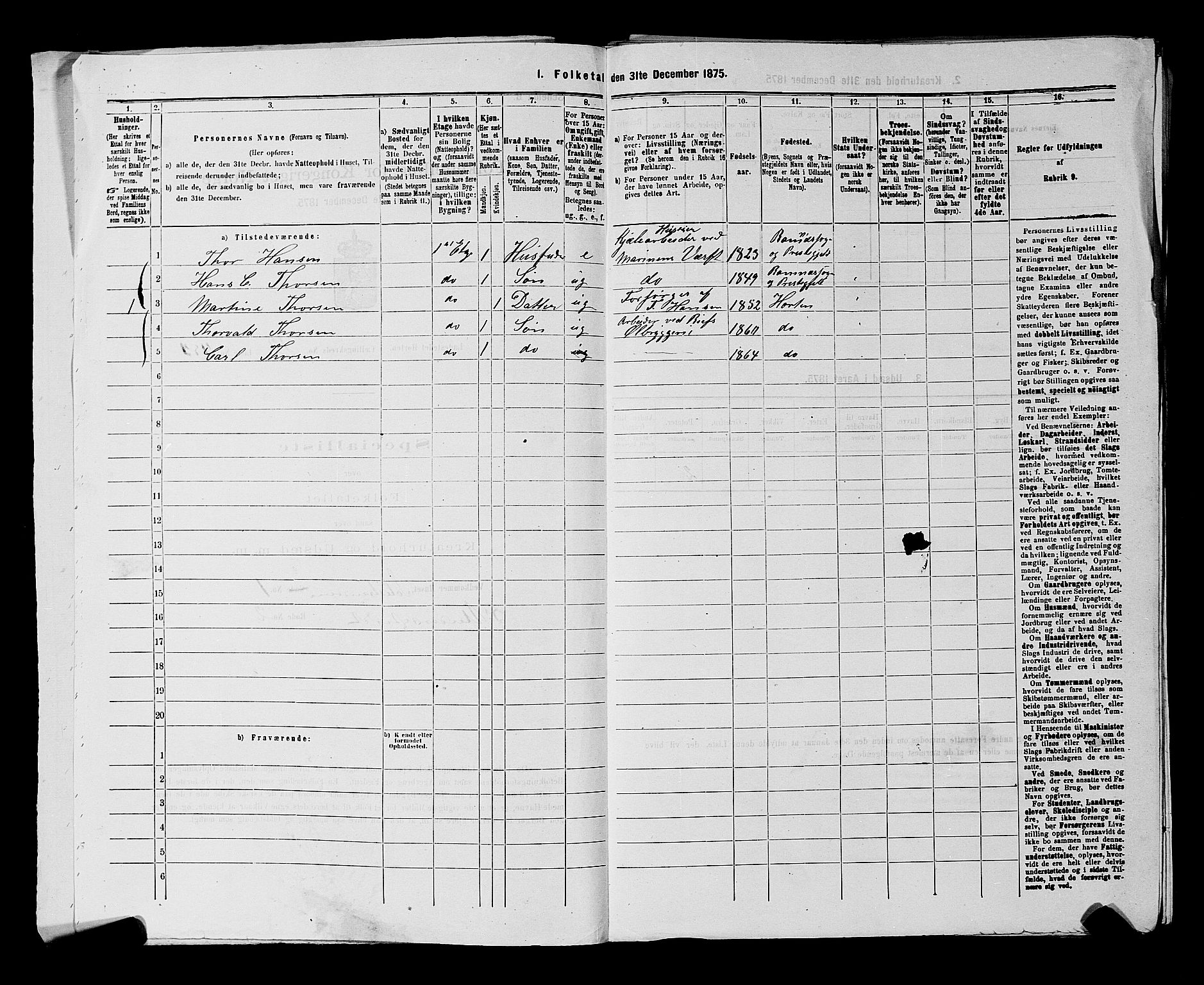 SAKO, 1875 census for 0703P Horten, 1875, p. 1023