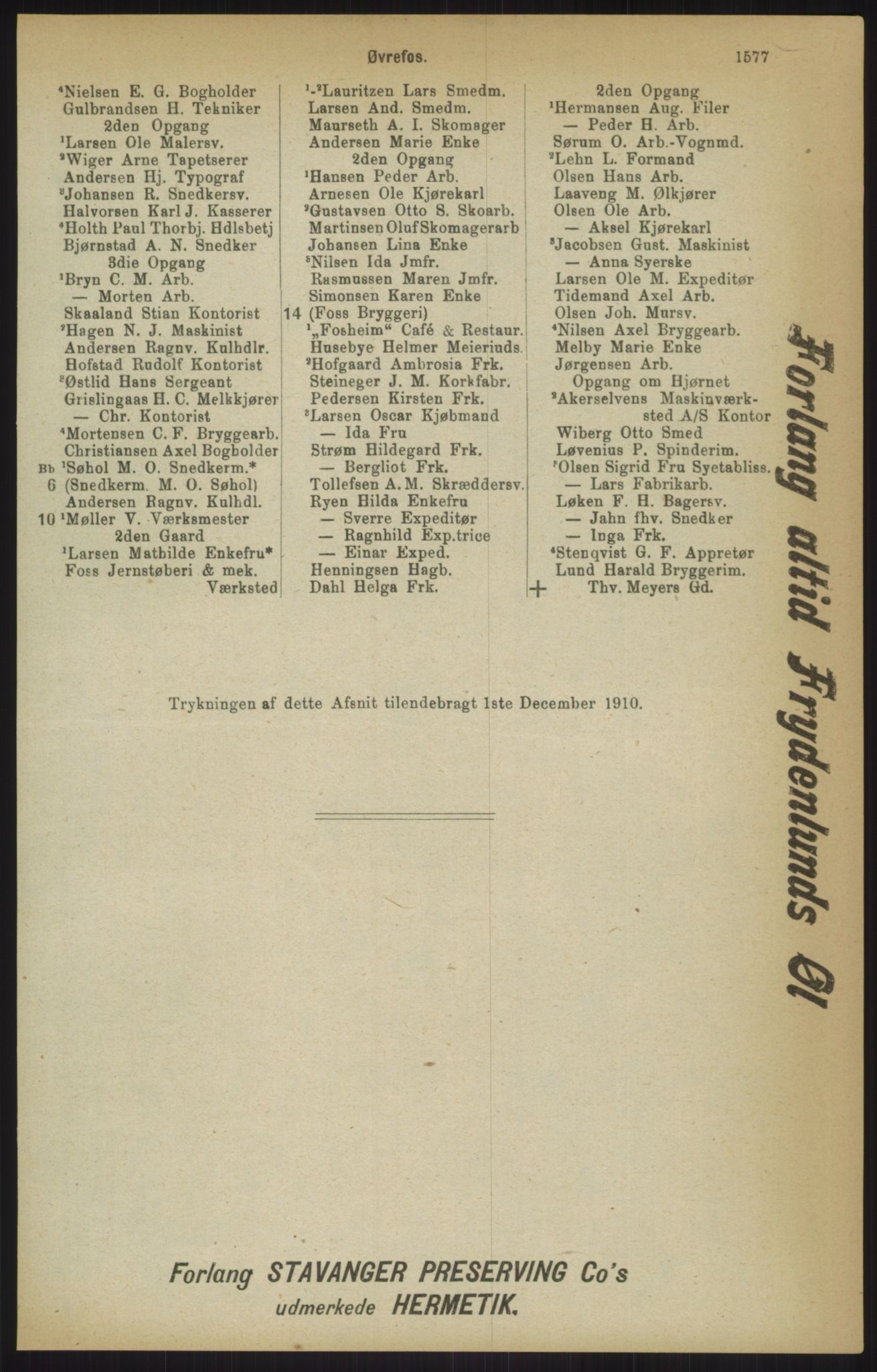 Kristiania/Oslo adressebok, PUBL/-, 1911, p. 1577
