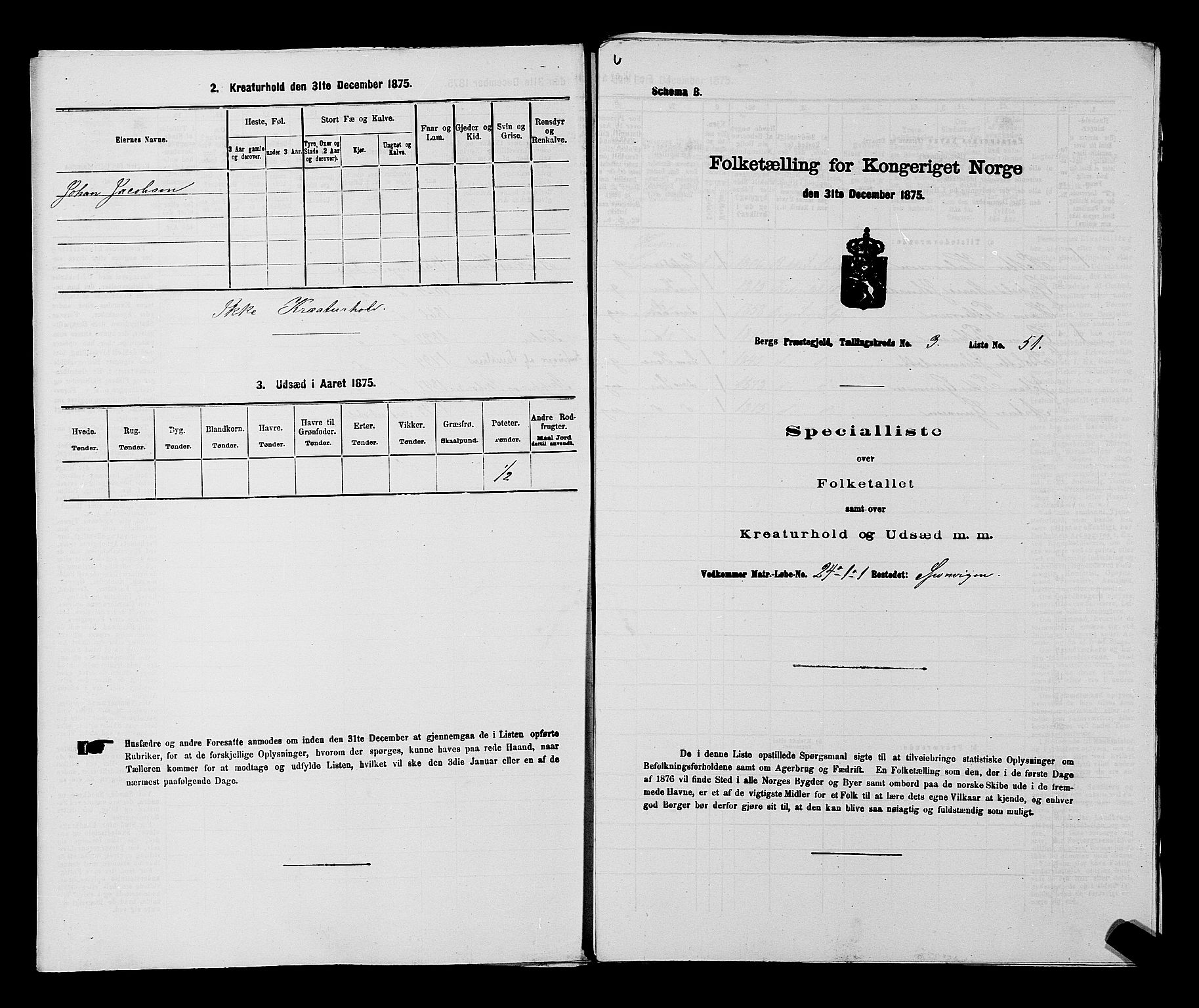 RA, 1875 census for 0116P Berg, 1875, p. 413
