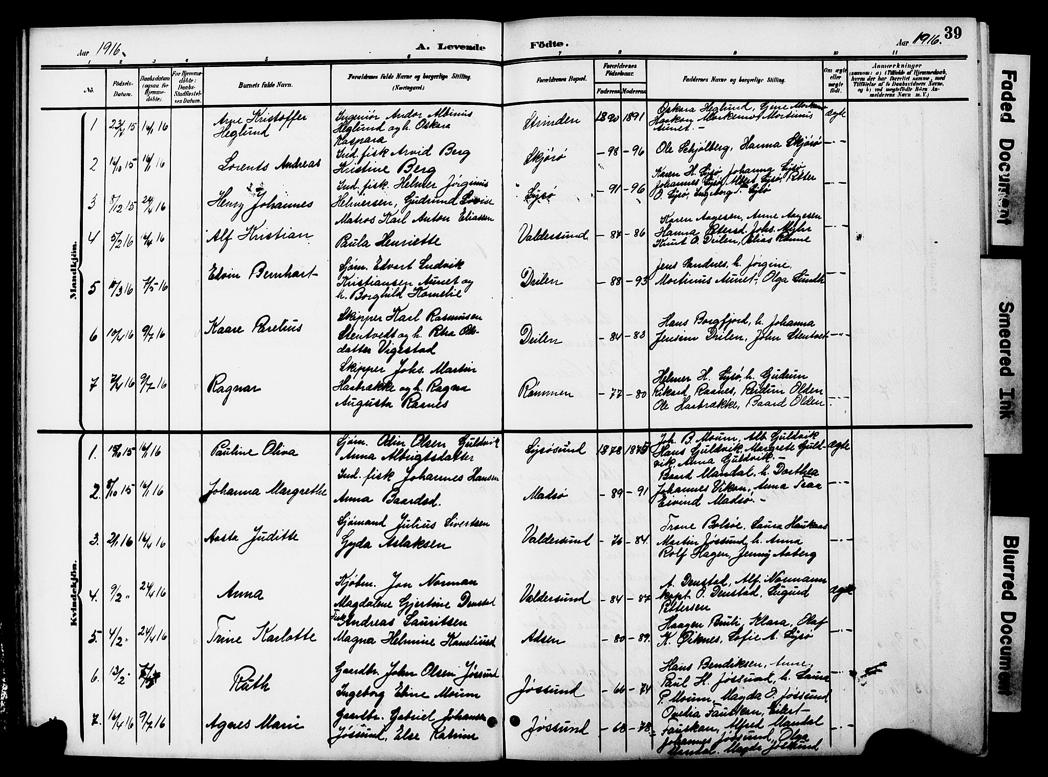 Ministerialprotokoller, klokkerbøker og fødselsregistre - Sør-Trøndelag, SAT/A-1456/654/L0666: Parish register (copy) no. 654C02, 1901-1925, p. 39