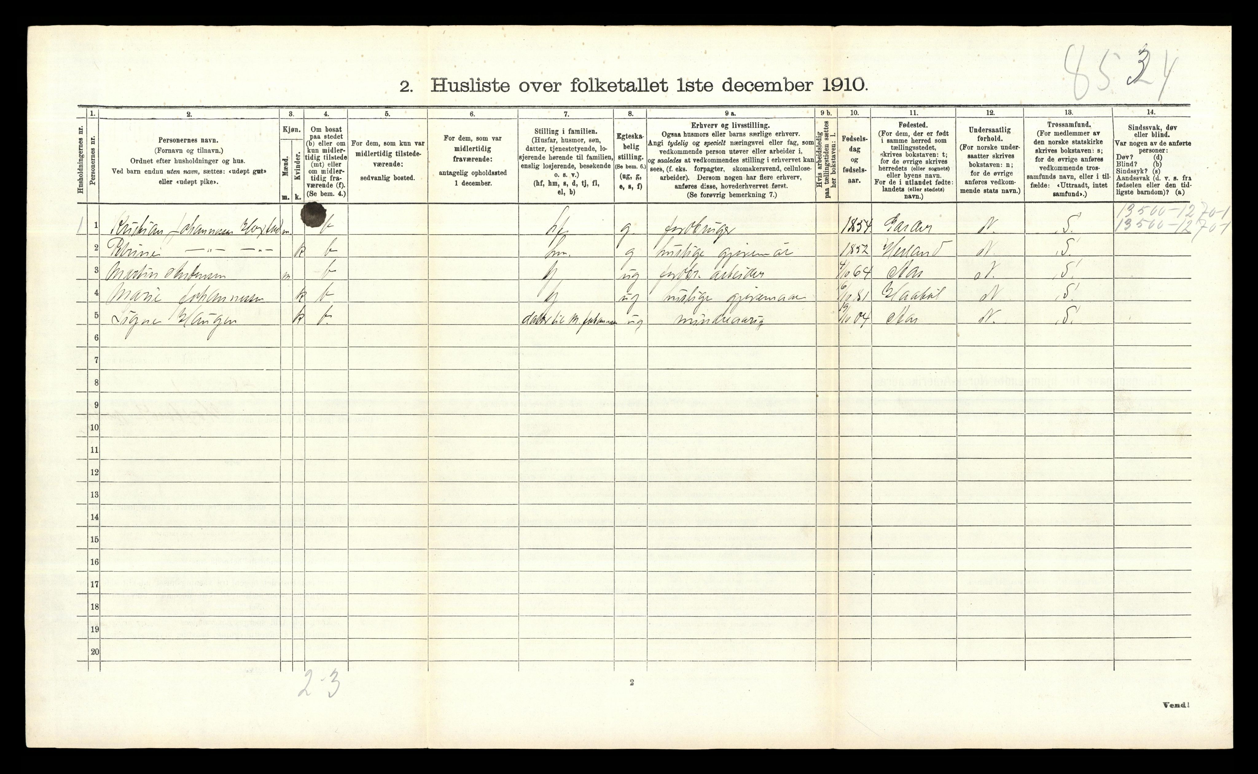 RA, 1910 census for Ås, 1910, p. 466