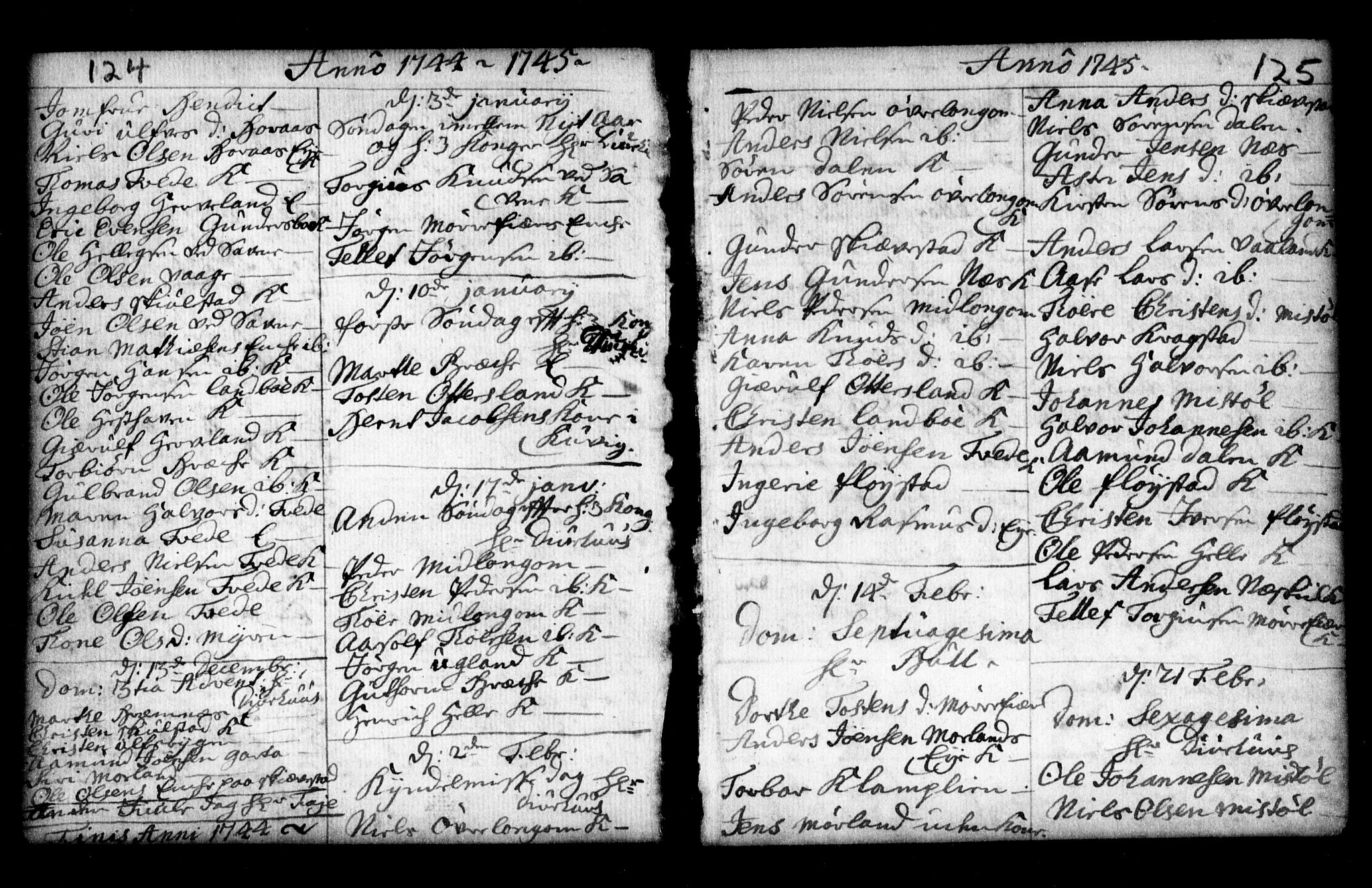 Holt sokneprestkontor, SAK/1111-0021/F/Fa/L0002: Parish register (official) no. A 2, 1739-1753, p. 124-125