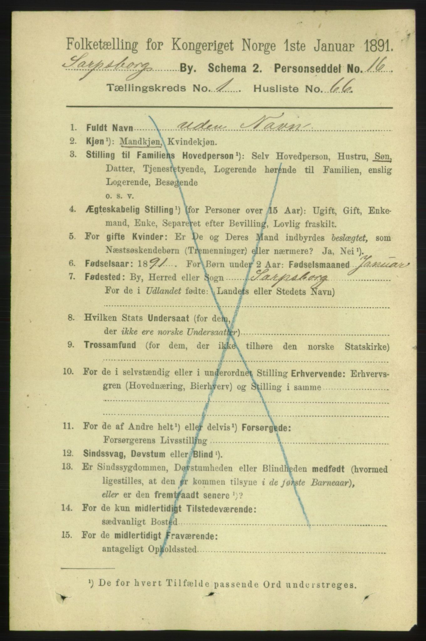 RA, 1891 census for 0102 Sarpsborg, 1891, p. 817