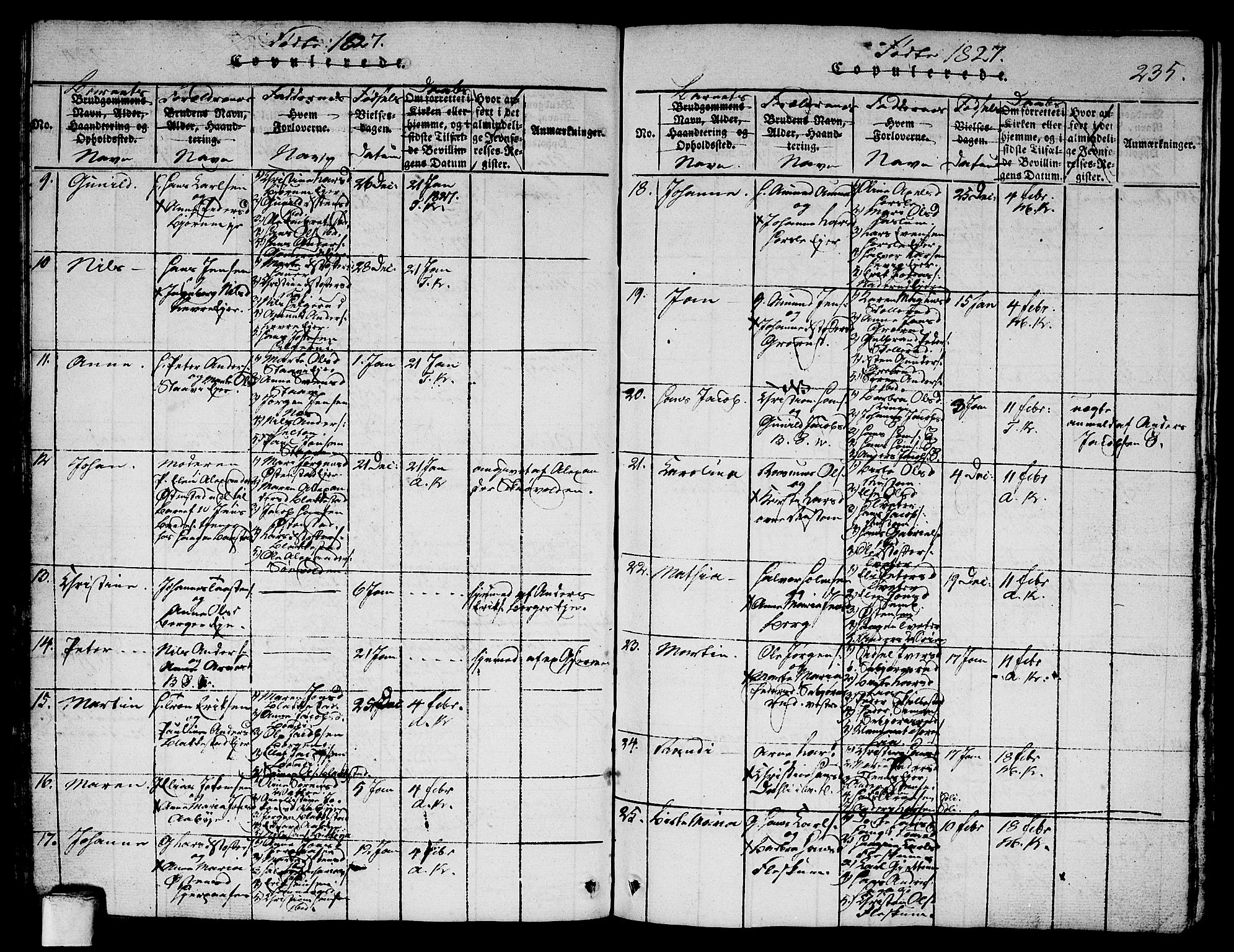 Asker prestekontor Kirkebøker, SAO/A-10256a/G/Ga/L0001: Parish register (copy) no. I 1, 1814-1830, p. 235