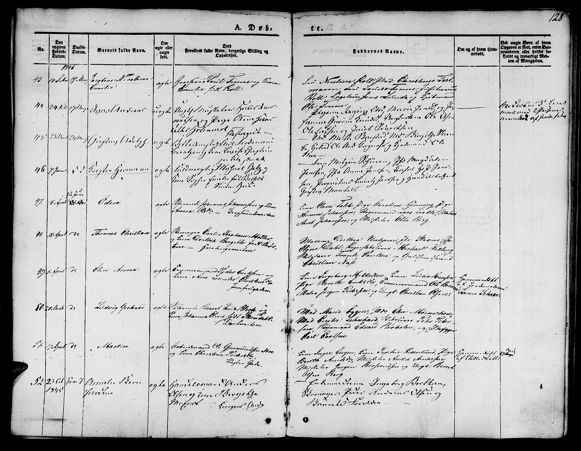 Ministerialprotokoller, klokkerbøker og fødselsregistre - Sør-Trøndelag, SAT/A-1456/601/L0048: Parish register (official) no. 601A16, 1840-1847, p. 128
