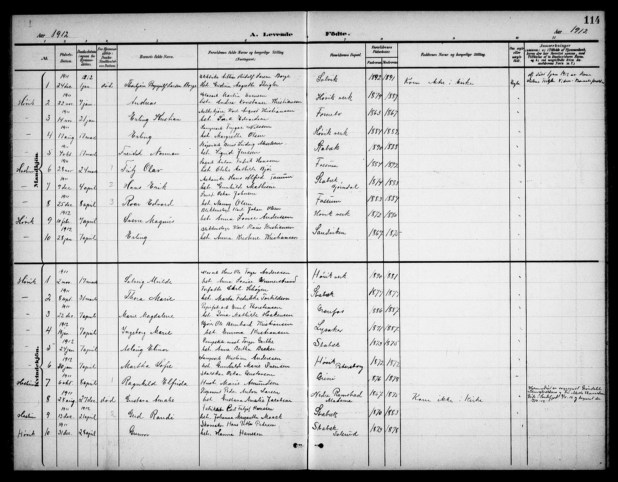 Østre Bærum prestekontor Kirkebøker, SAO/A-10887/G/Ga/L0001: Parish register (copy) no. 1, 1898-1913, p. 114