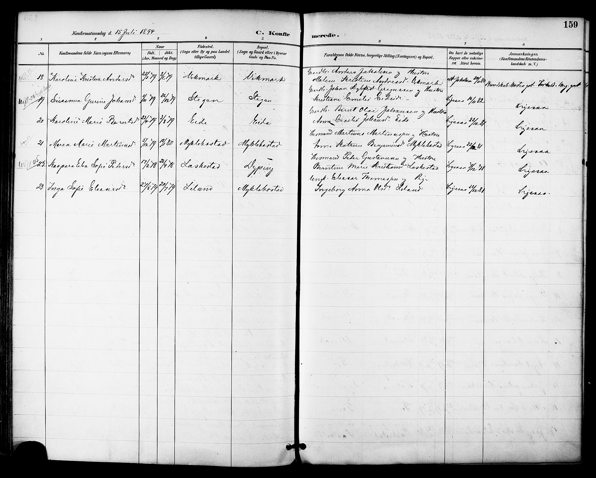 Ministerialprotokoller, klokkerbøker og fødselsregistre - Nordland, AV/SAT-A-1459/855/L0803: Parish register (official) no. 855A11, 1887-1905, p. 159