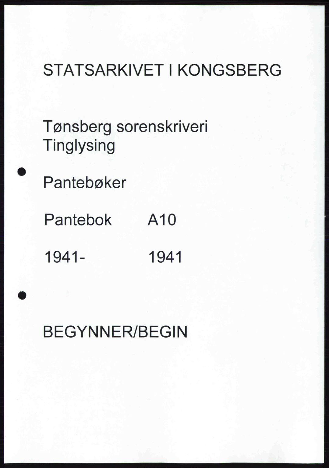 Tønsberg sorenskriveri, AV/SAKO-A-130/G/Ga/Gaa/L0010: Mortgage book no. A10, 1941-1941