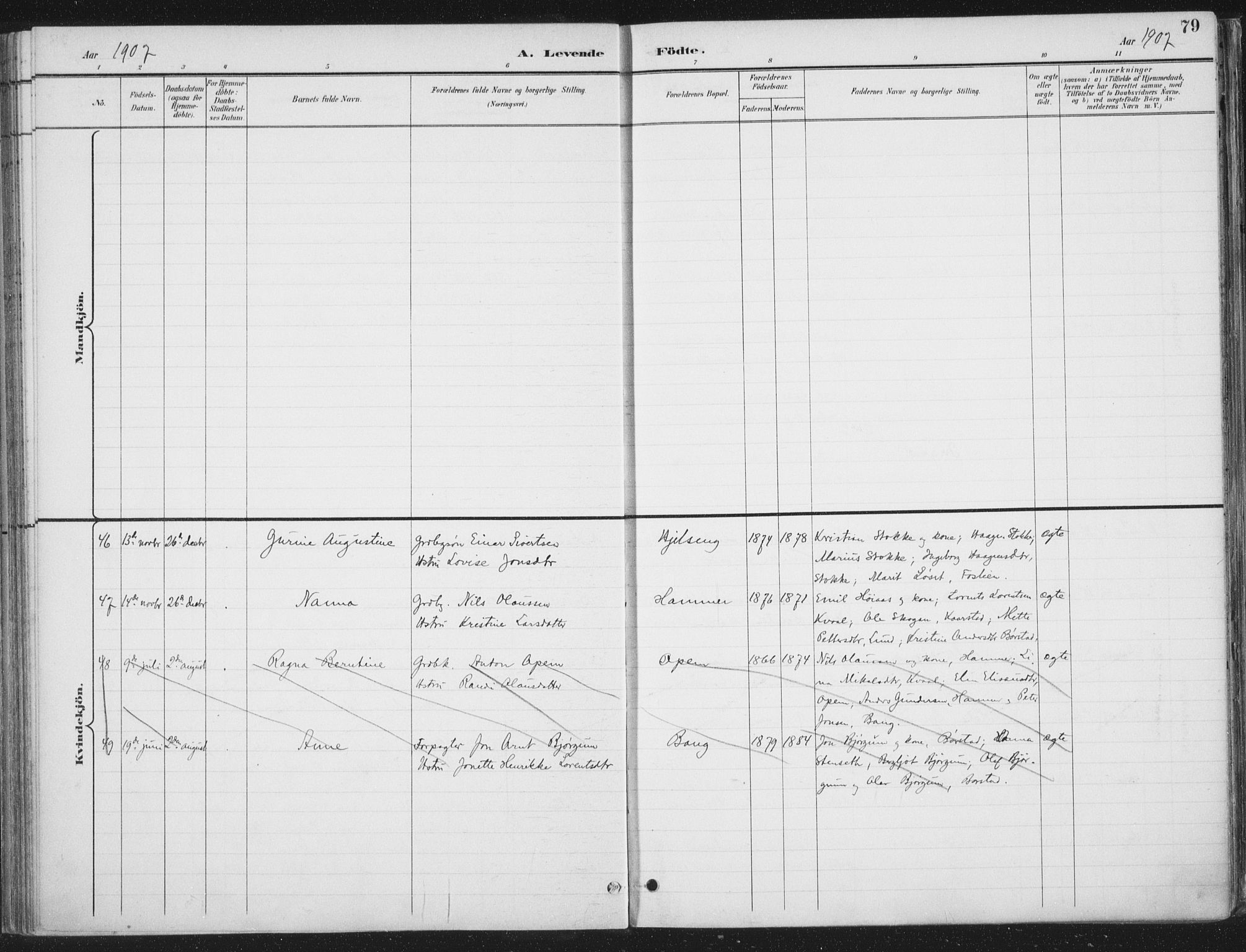 Ministerialprotokoller, klokkerbøker og fødselsregistre - Nord-Trøndelag, AV/SAT-A-1458/709/L0082: Parish register (official) no. 709A22, 1896-1916, p. 79