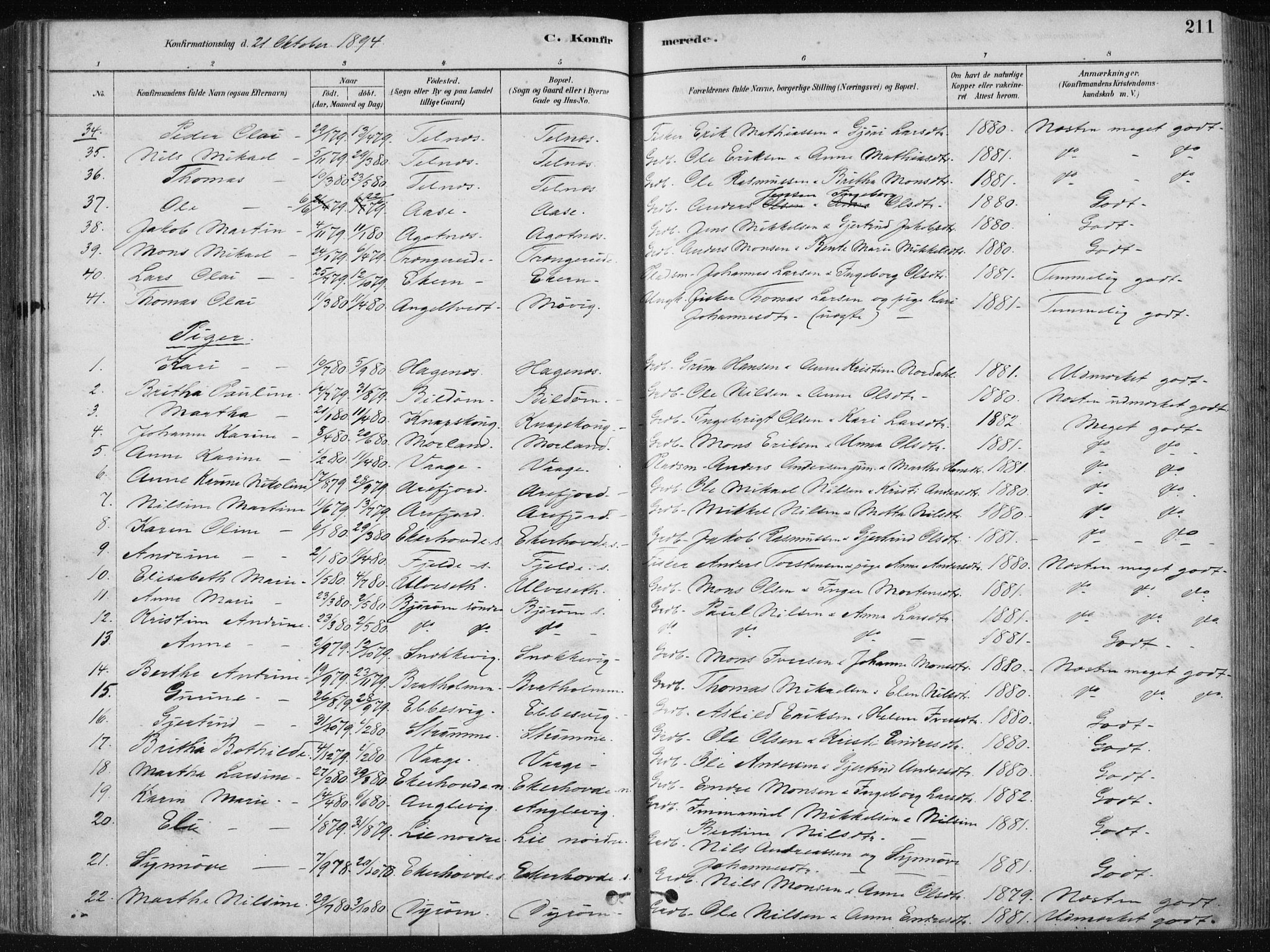 Fjell sokneprestembete, SAB/A-75301/H/Haa: Parish register (official) no. A  8, 1878-1898, p. 211