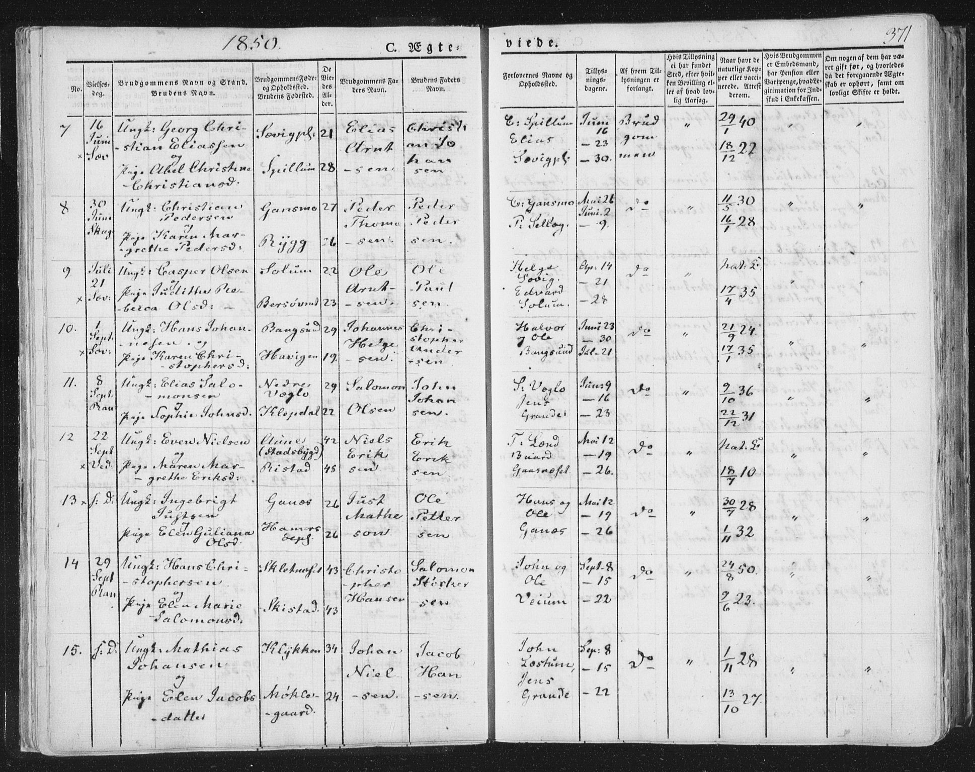 Ministerialprotokoller, klokkerbøker og fødselsregistre - Nord-Trøndelag, SAT/A-1458/764/L0552: Parish register (official) no. 764A07b, 1824-1865, p. 371