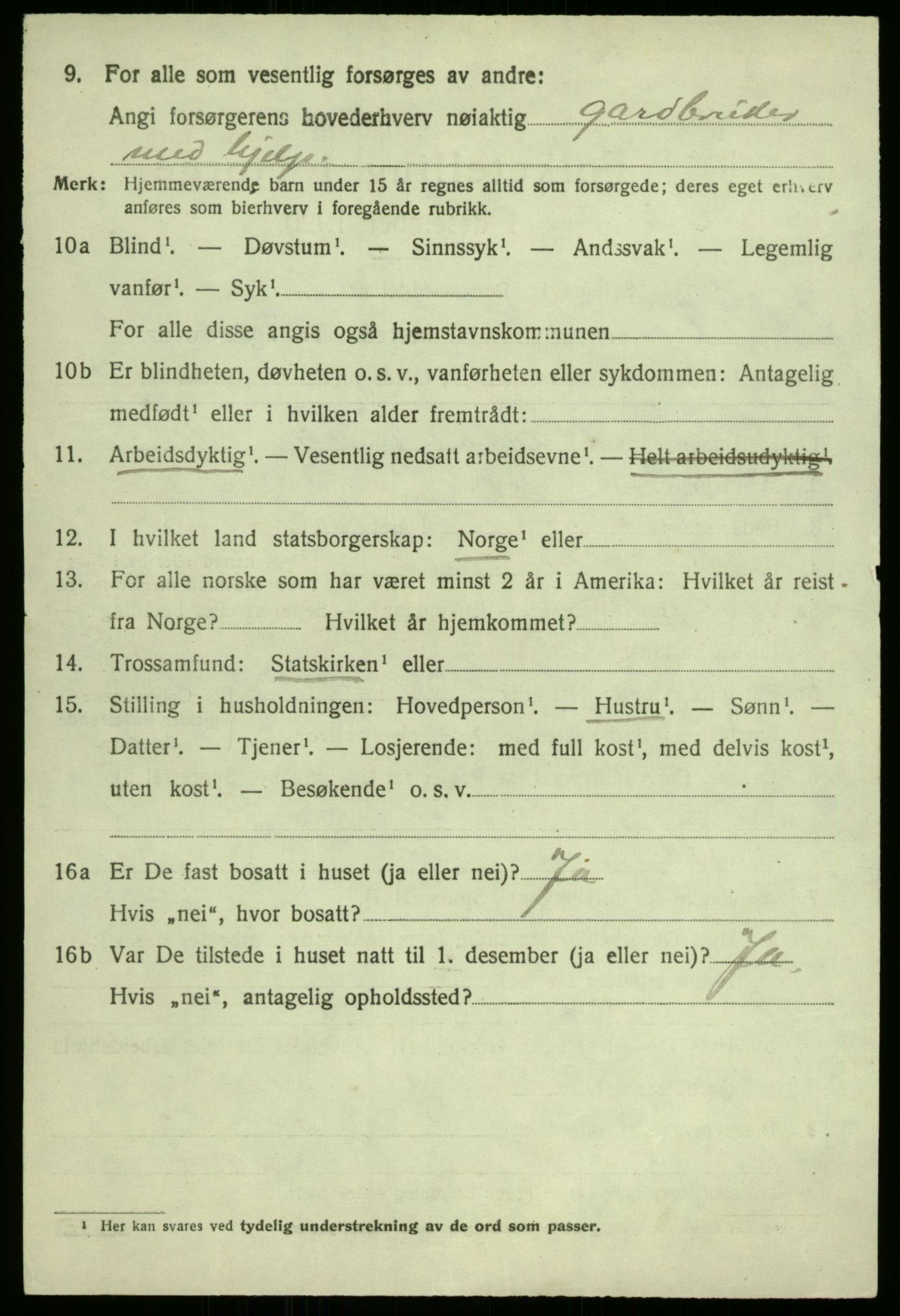 SAB, 1920 census for Aurland, 1920, p. 2147