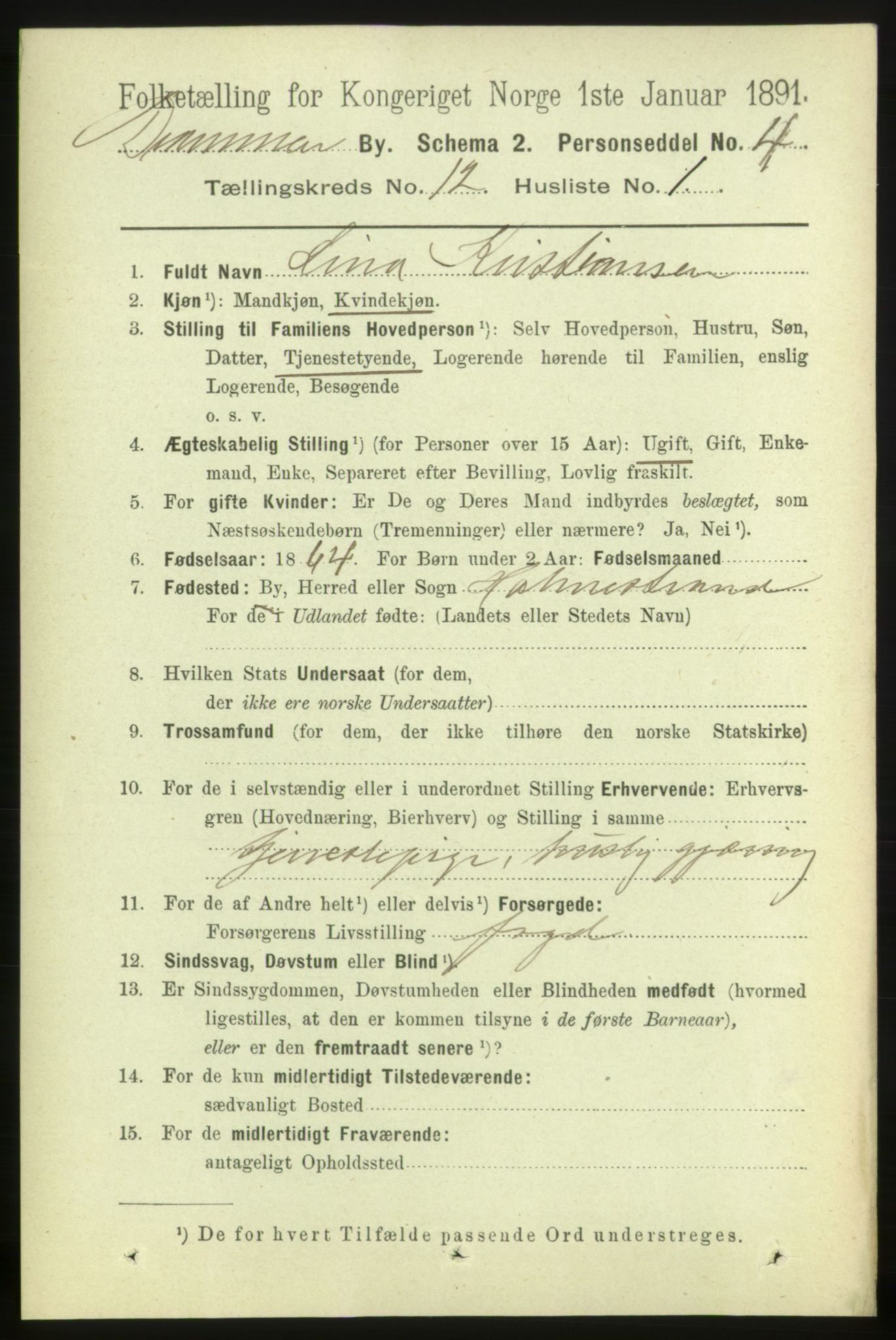 RA, 1891 census for 0602 Drammen, 1891, p. 8963