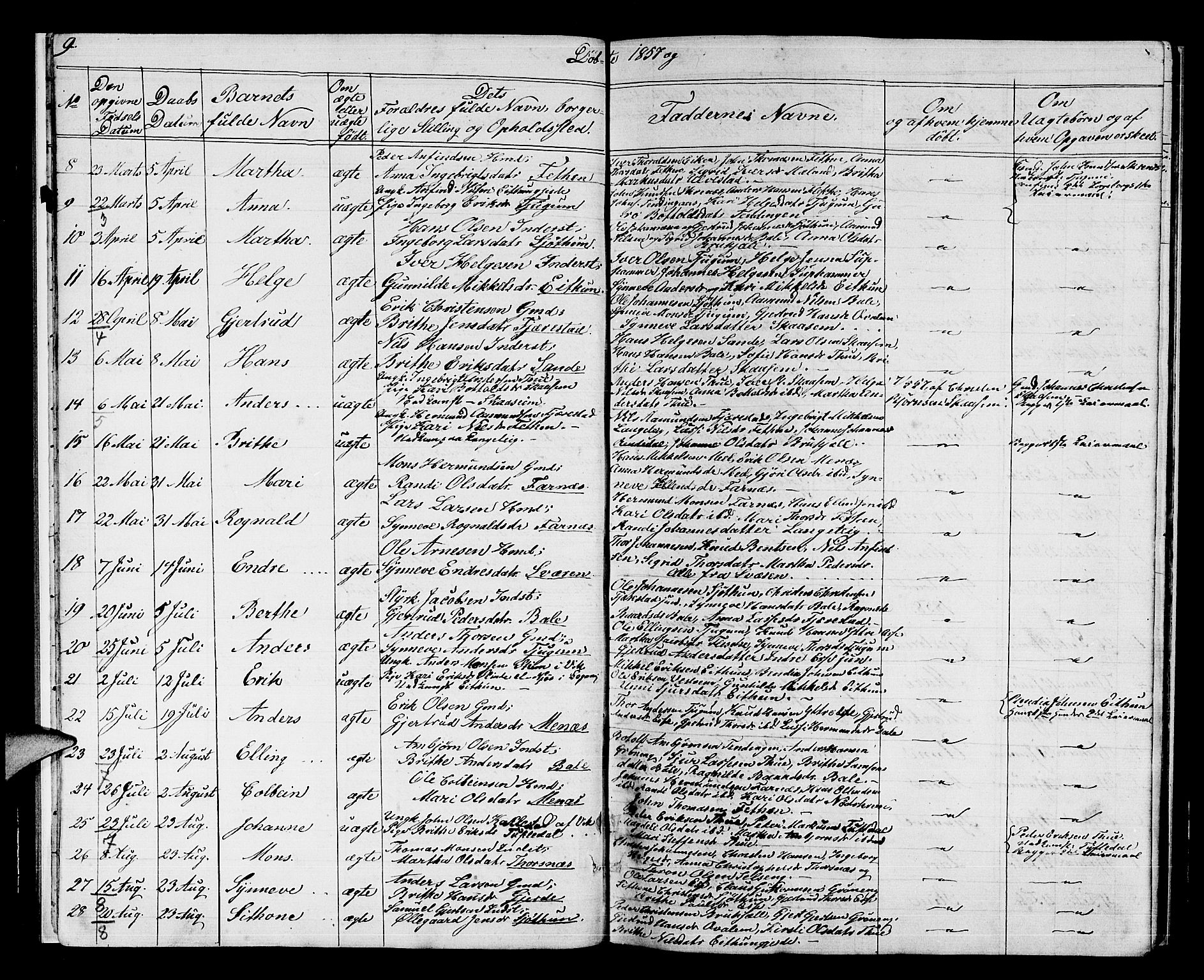 Balestrand sokneprestembete, AV/SAB-A-79601/H/Hab/Haba/L0001: Parish register (copy) no. A 1, 1853-1880, p. 9