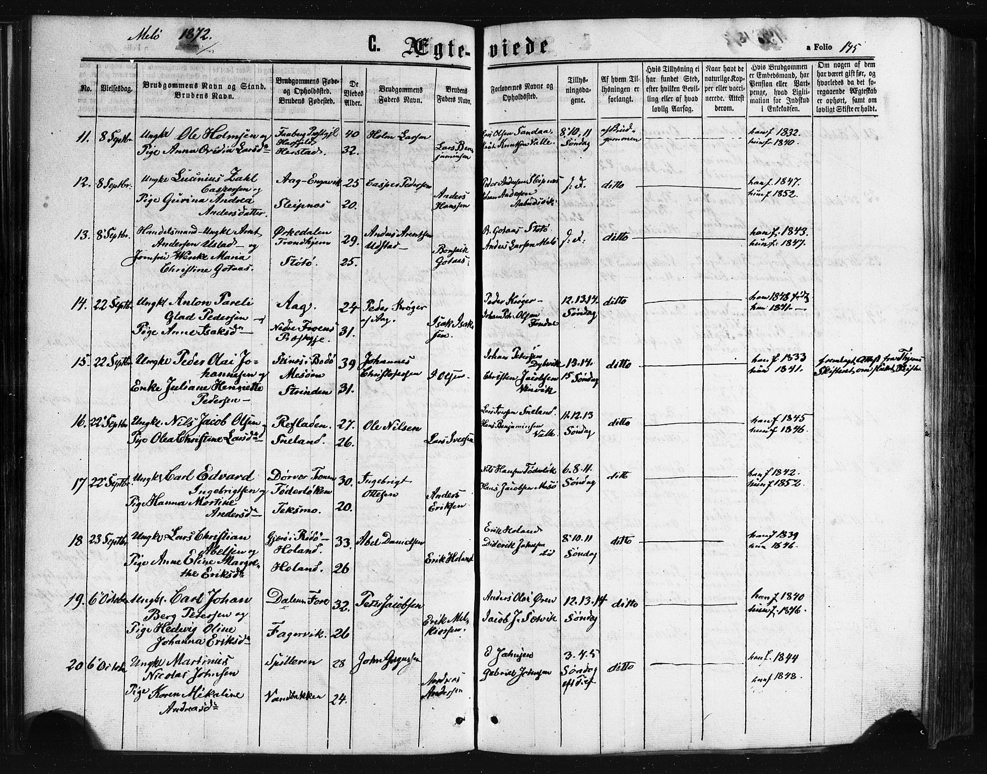 Ministerialprotokoller, klokkerbøker og fødselsregistre - Nordland, SAT/A-1459/841/L0607: Parish register (official) no. 841A11 /2, 1863-1877, p. 145