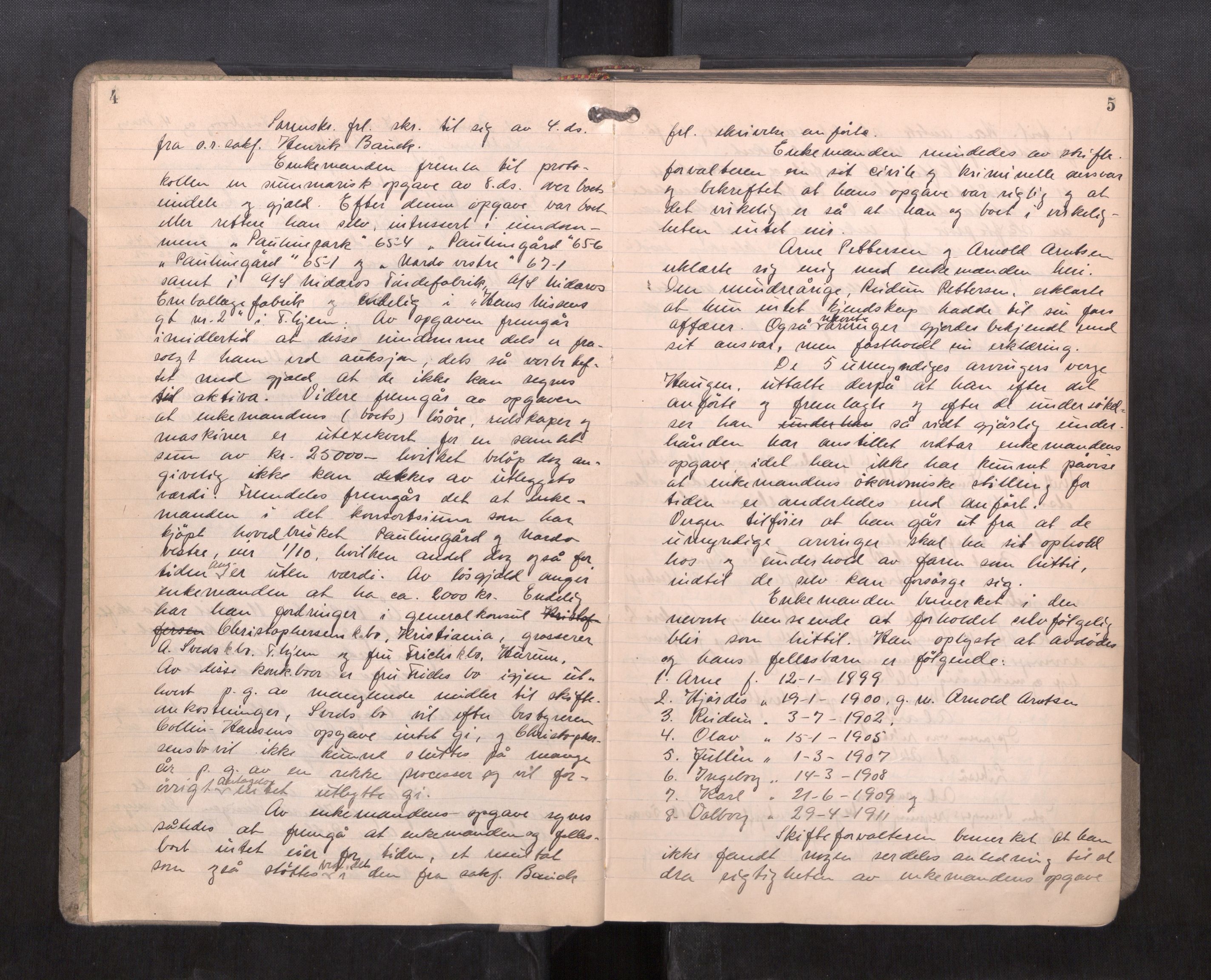 Strinda og Selbu sorenskriveri, AV/SAT-A-0015/3/3B/L0014: Skifteforhandlingsprot. 14, 1922-1924, p. 4-5