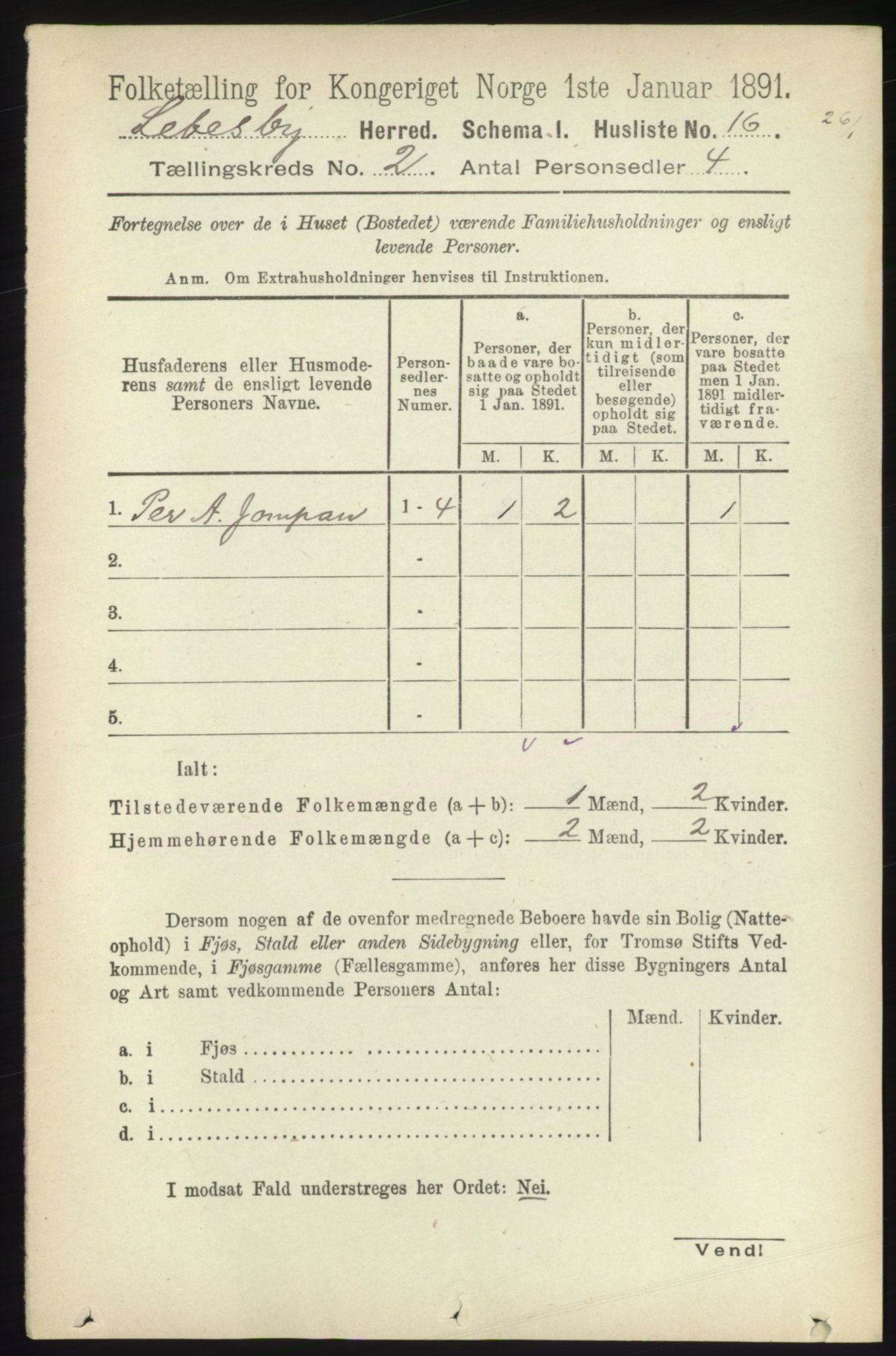 RA, 1891 census for 2022 Lebesby, 1891, p. 269