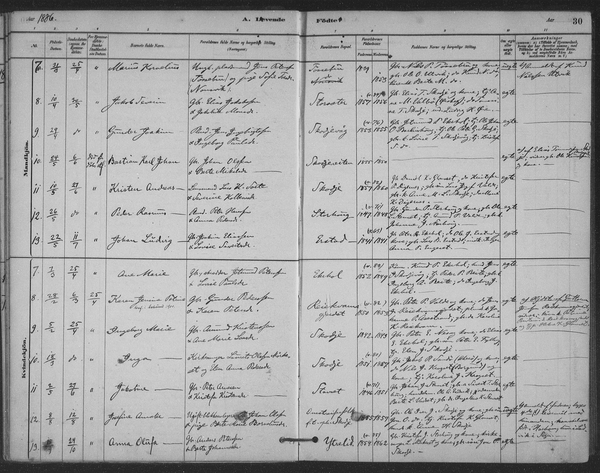 Ministerialprotokoller, klokkerbøker og fødselsregistre - Møre og Romsdal, SAT/A-1454/524/L0356: Parish register (official) no. 524A08, 1880-1899, p. 30
