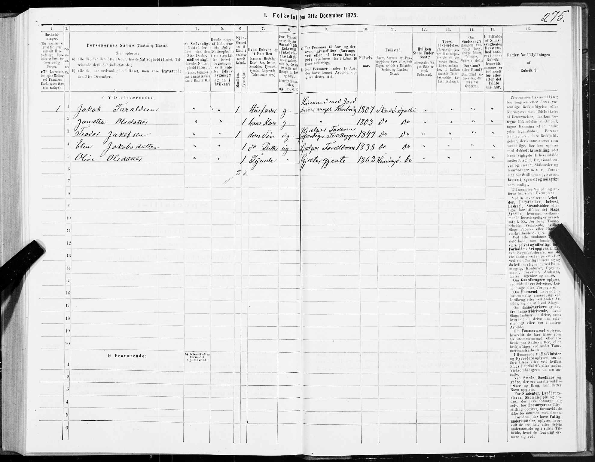 SAT, 1875 census for 1731P Sparbu, 1875, p. 5275