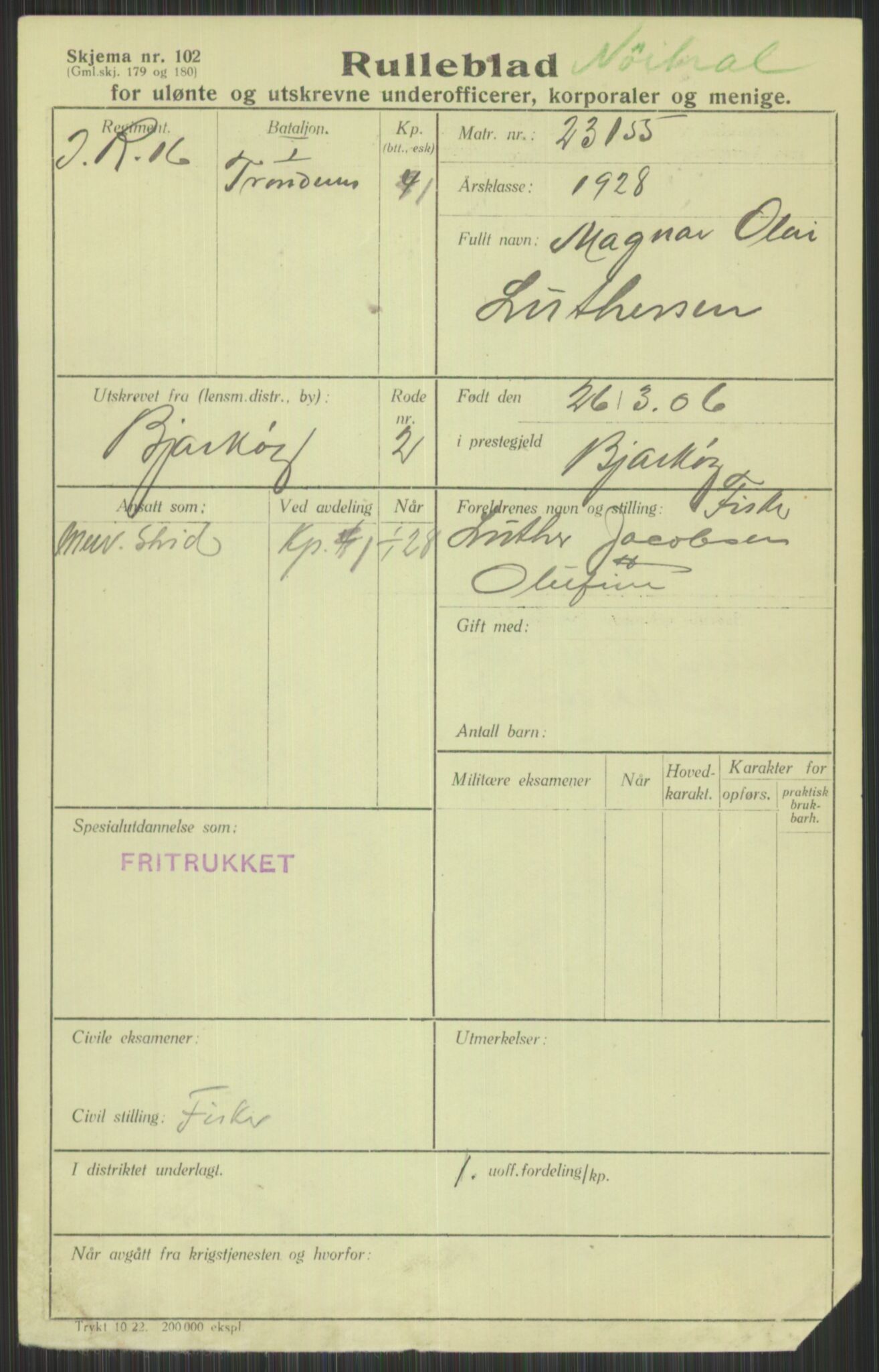 Forsvaret, Troms infanteriregiment nr. 16, AV/RA-RAFA-3146/P/Pa/L0013/0003: Rulleblad / Rulleblad for regimentets menige mannskaper, årsklasse 1928, 1928, p. 467