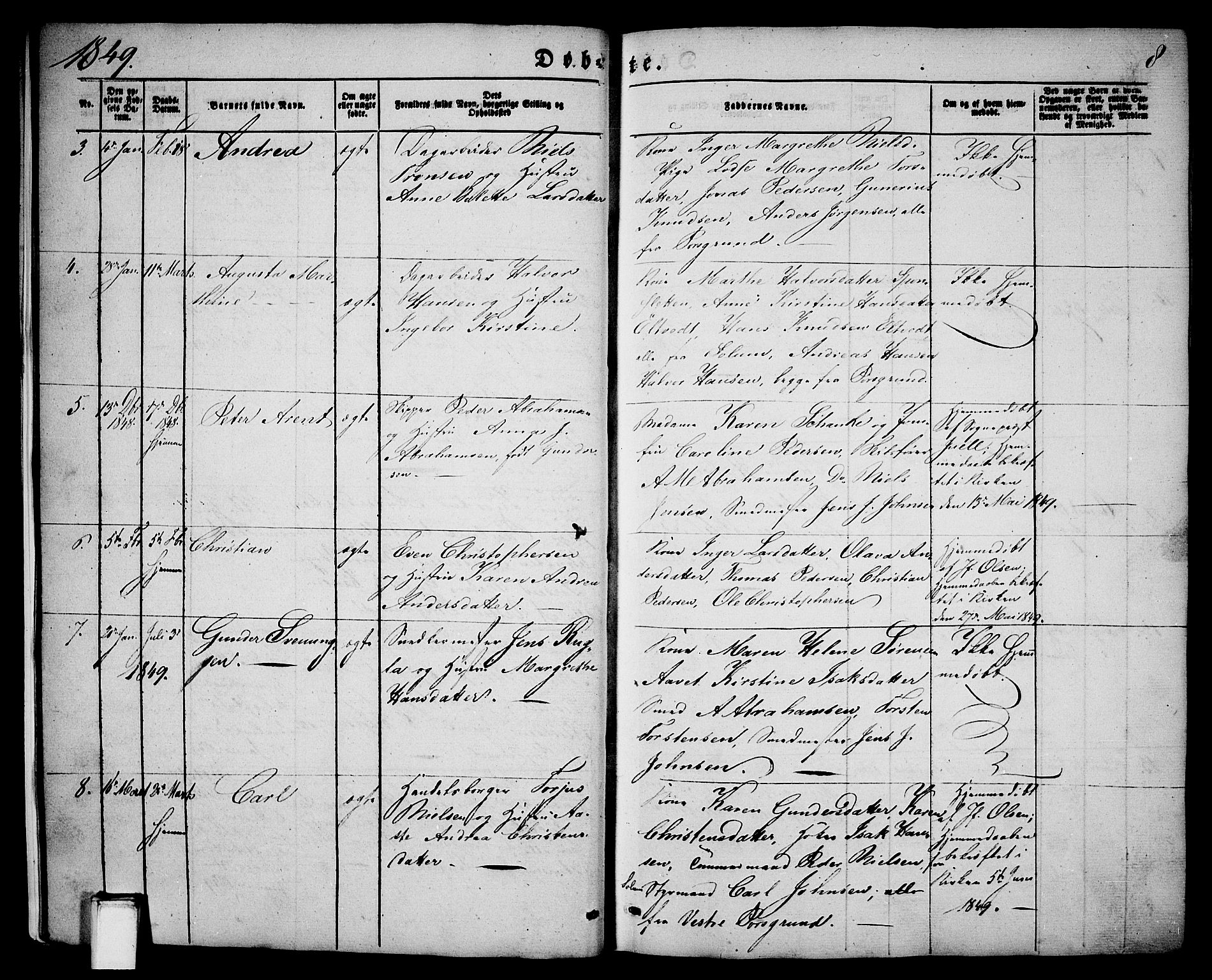 Porsgrunn kirkebøker , AV/SAKO-A-104/G/Ga/L0002: Parish register (copy) no. I 2, 1847-1877, p. 8