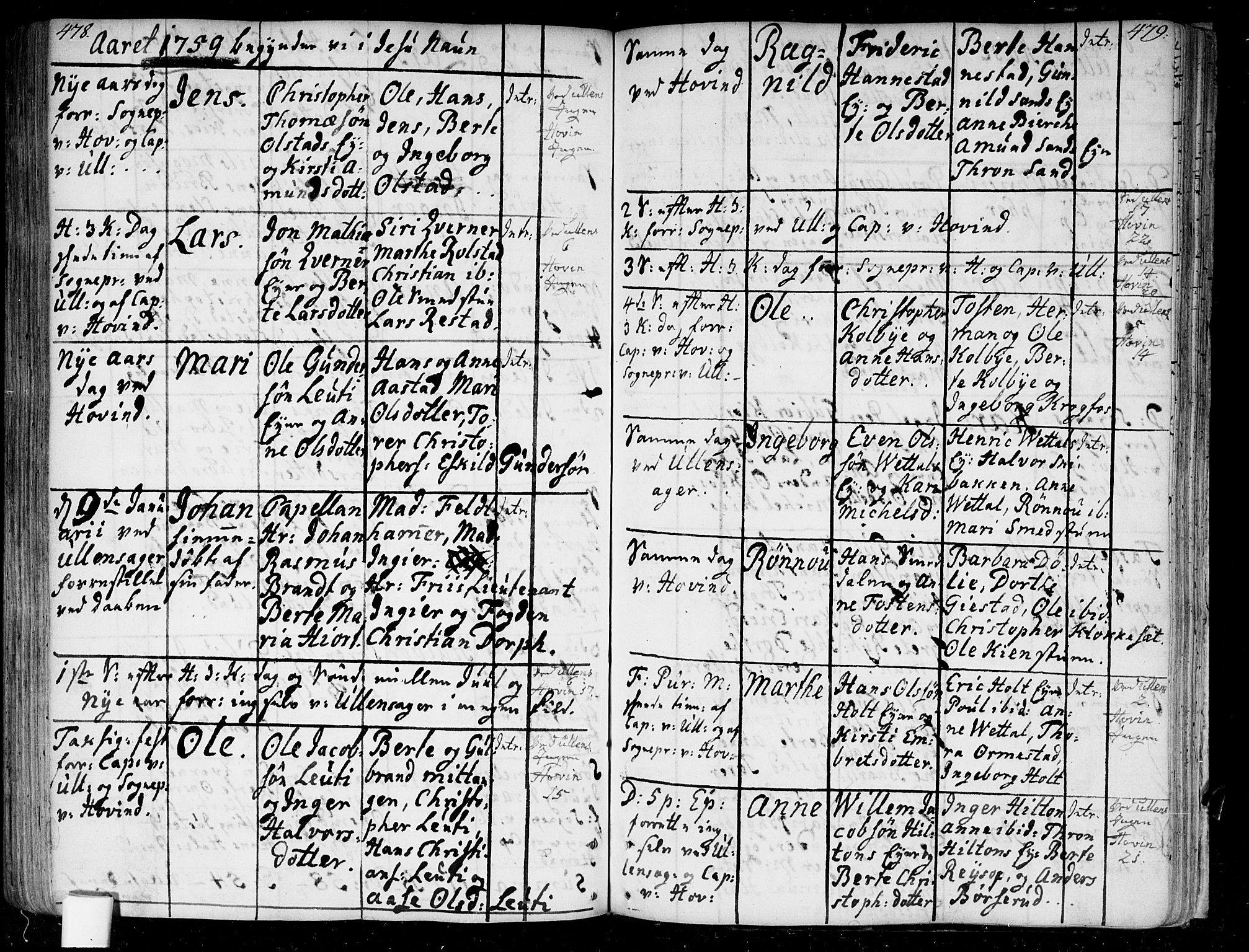 Ullensaker prestekontor Kirkebøker, SAO/A-10236a/F/Fa/L0005: Parish register (official) no. I 5, 1733-1762, p. 478-479