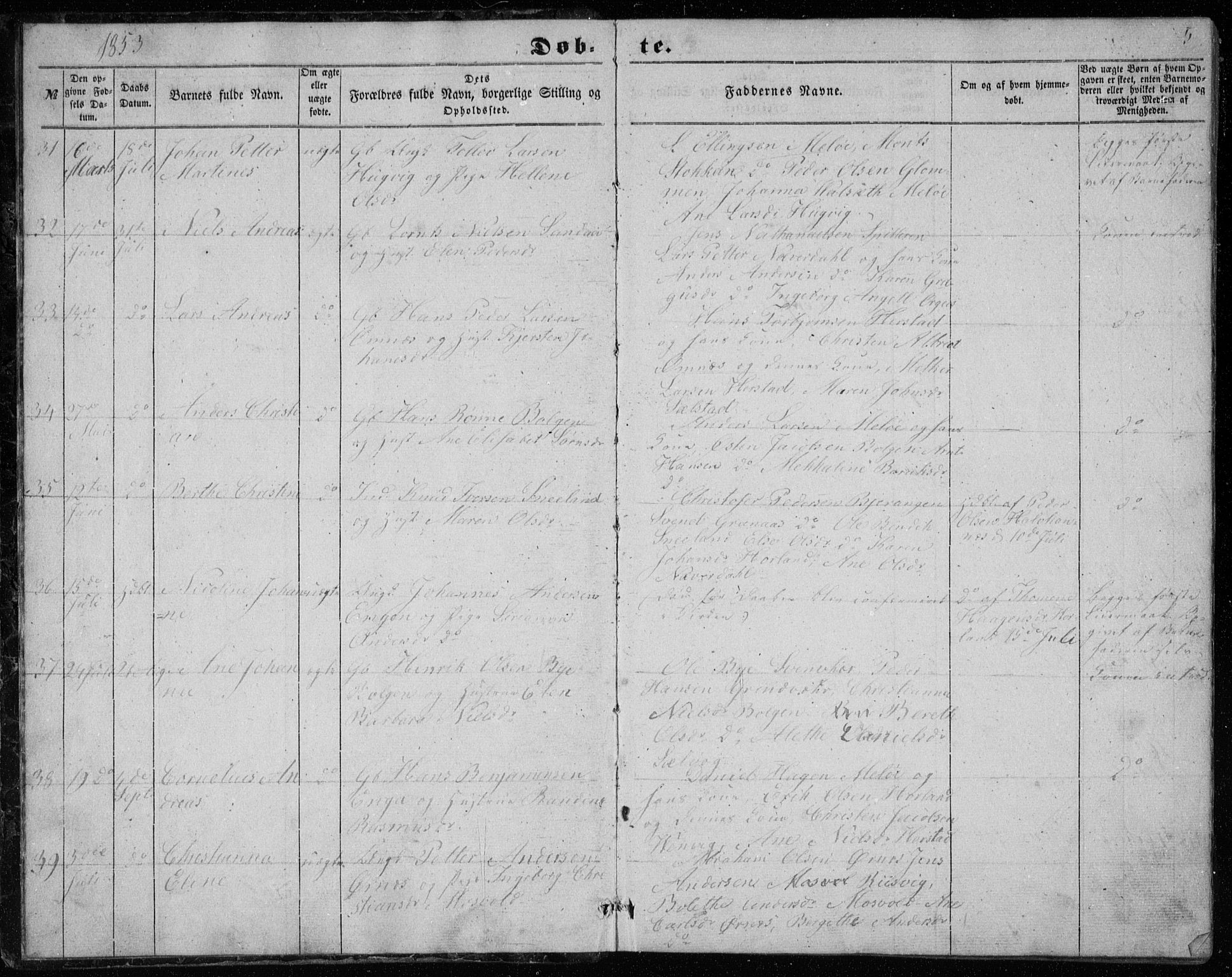 Ministerialprotokoller, klokkerbøker og fødselsregistre - Nordland, AV/SAT-A-1459/843/L0633: Parish register (copy) no. 843C02, 1853-1873, p. 5