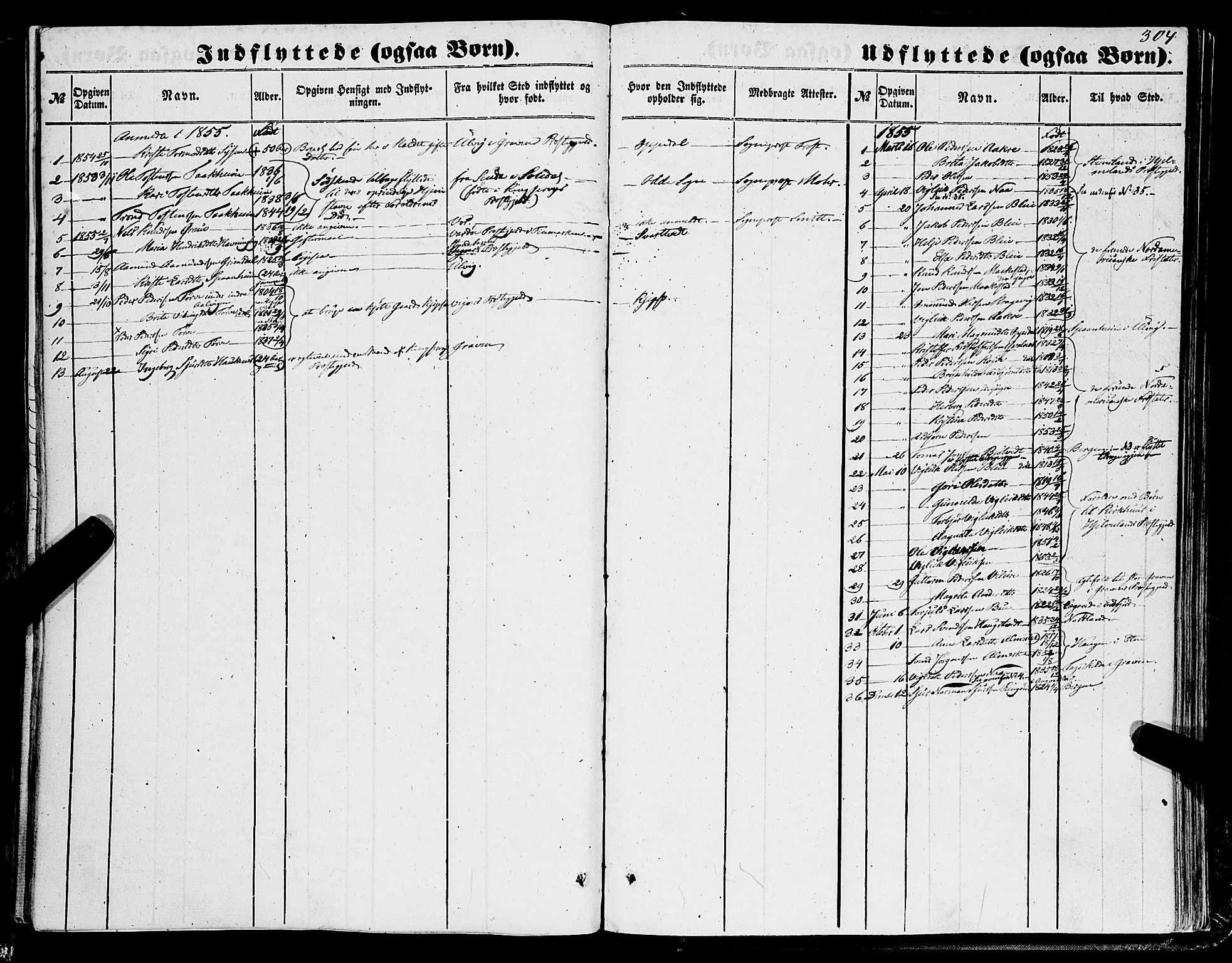 Ullensvang sokneprestembete, SAB/A-78701/H/Haa: Parish register (official) no. A 11, 1854-1866, p. 304