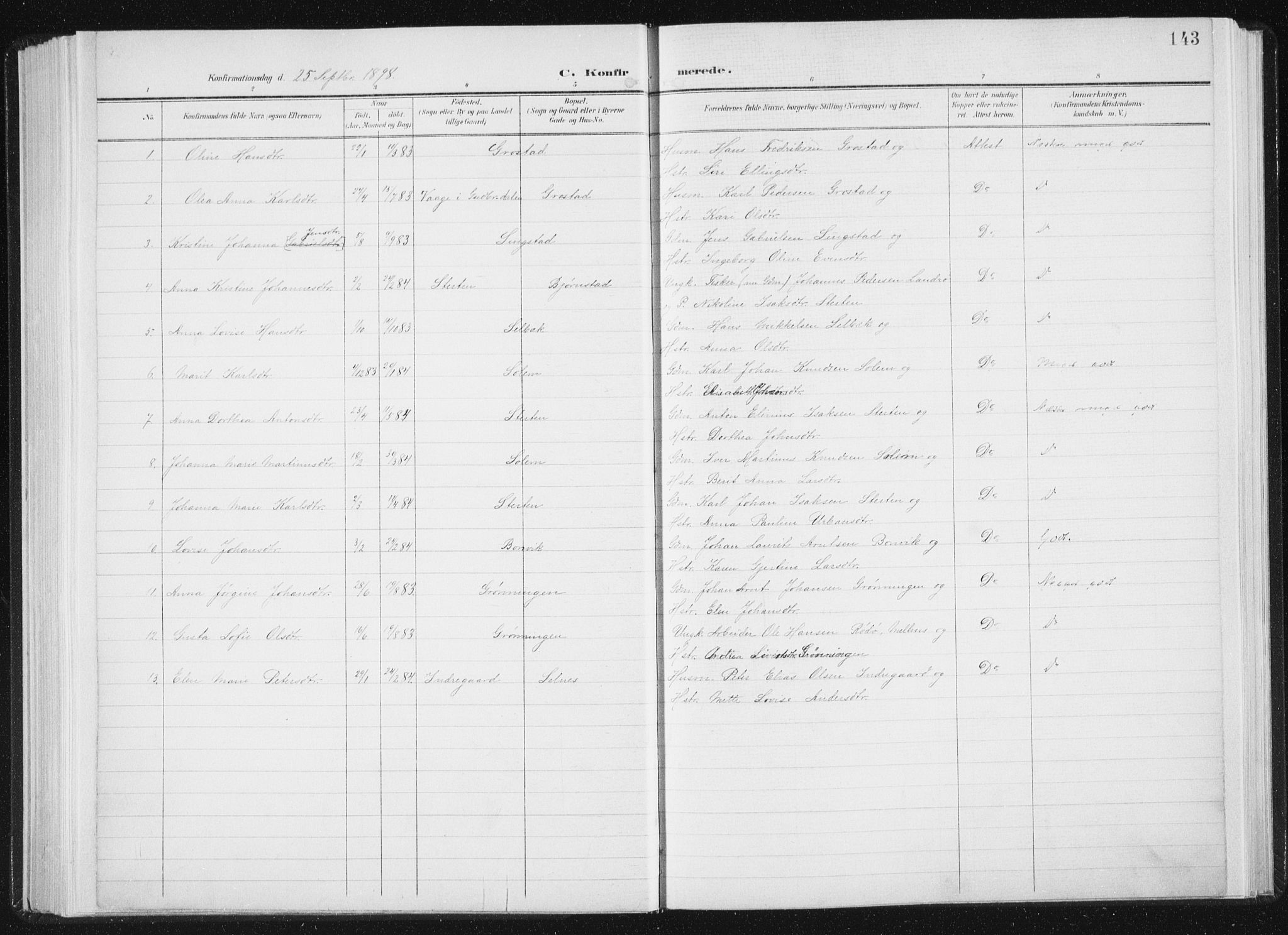 Ministerialprotokoller, klokkerbøker og fødselsregistre - Sør-Trøndelag, SAT/A-1456/647/L0635: Parish register (official) no. 647A02, 1896-1911, p. 143